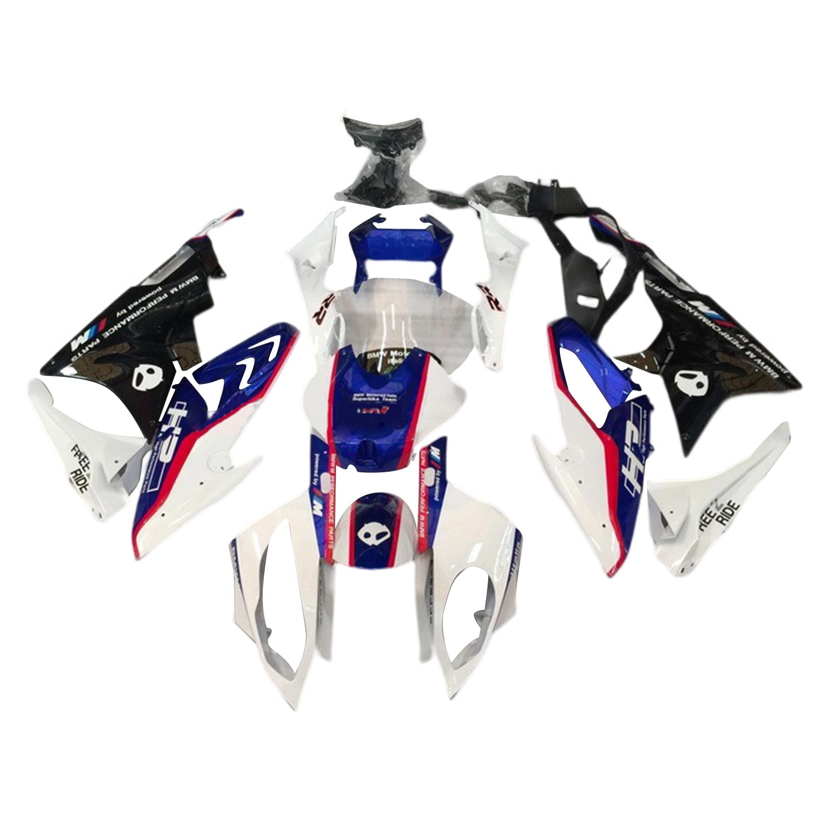 Amotopart 2017-2018 BMW S1000RR Blue & White Style4 Fairing Zestaw
