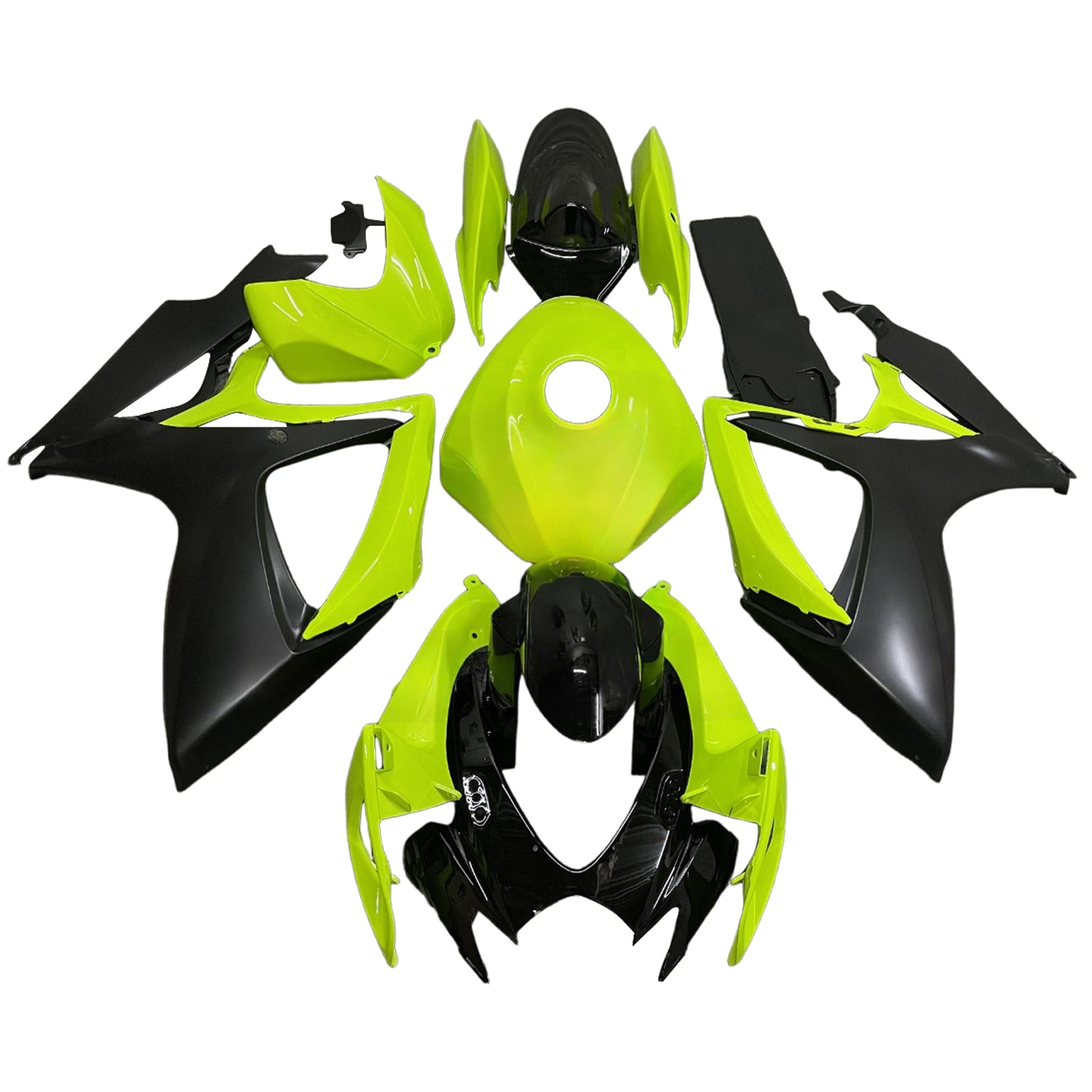 Amotopart 2006-2007 Suzuki GSXR 600/750 Yellow Matte Black Fairing Kit