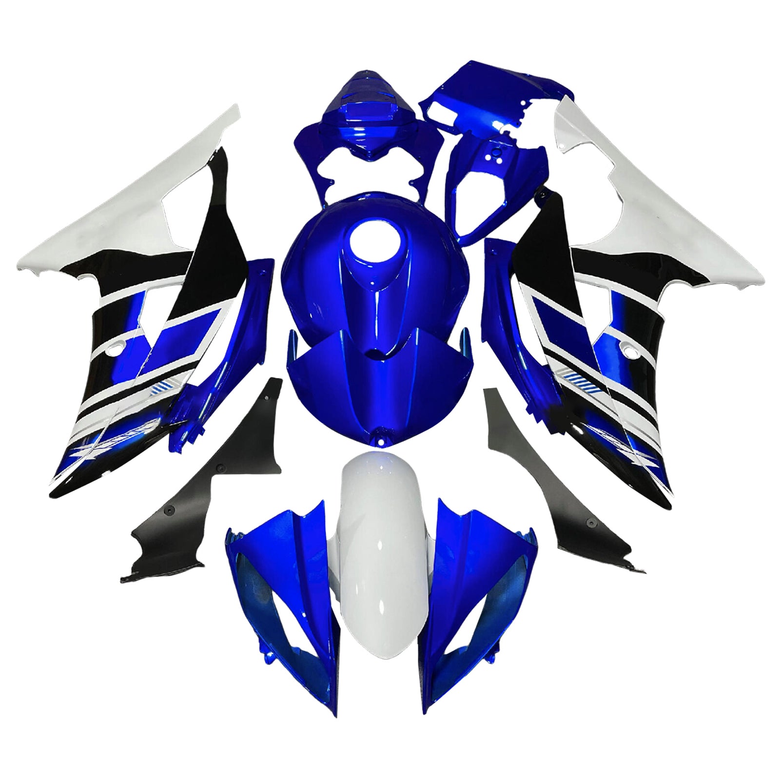 Amotopart 2008-2016 Yamaha YZF-R6 Blue & White Fairing Kit