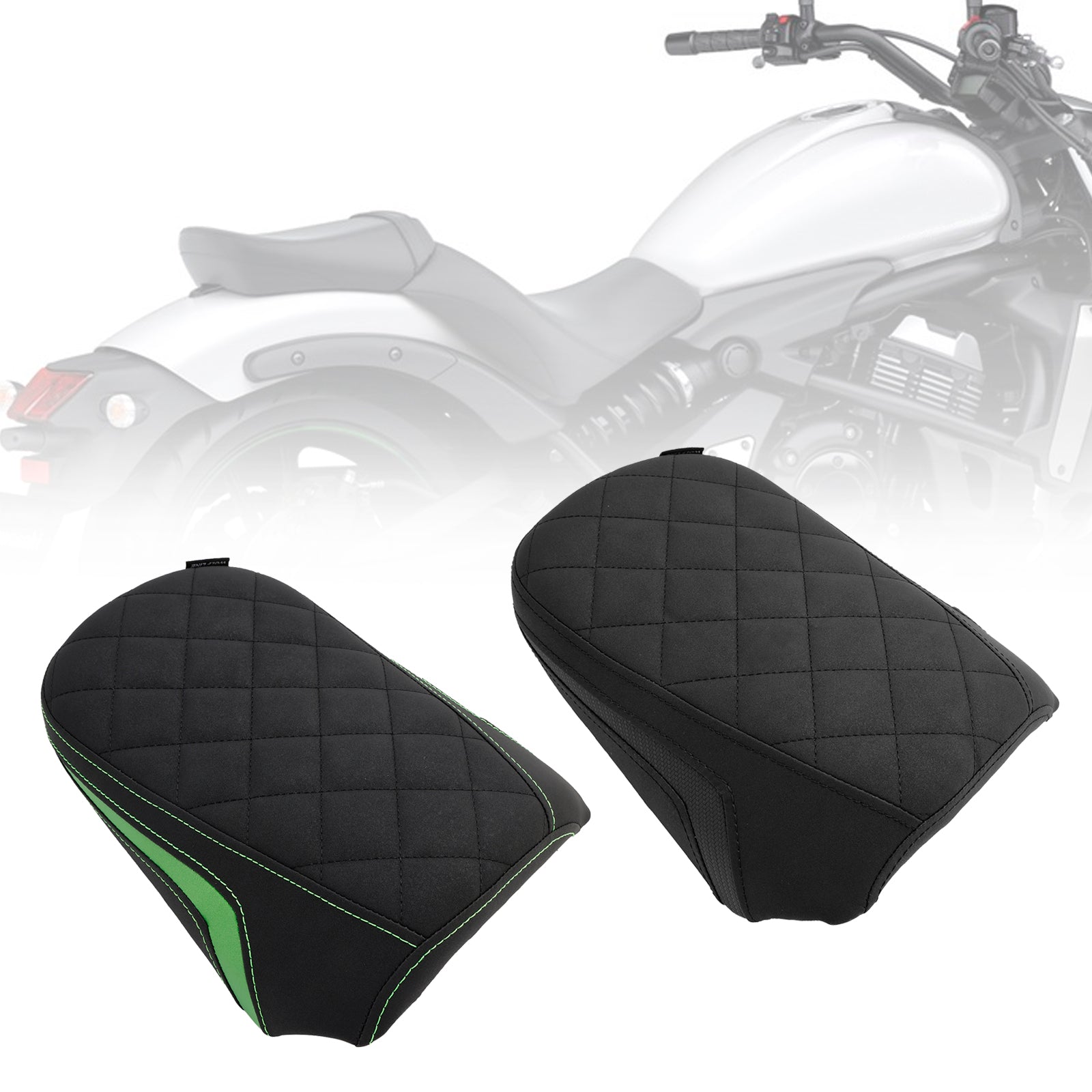 Kawasaki Vulcan S EN VN 650 15-23 Baksätet Passagerarkudde platt grön svart