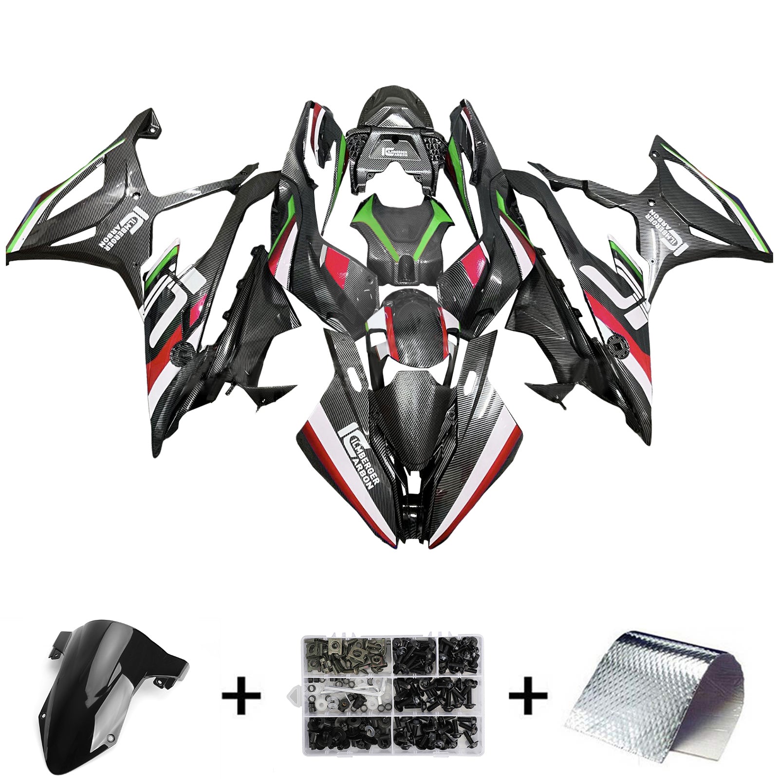 Amotopart 2019-2022 BMW S1000RR Koolstofvezelpatroon Red Green Kairing Kit