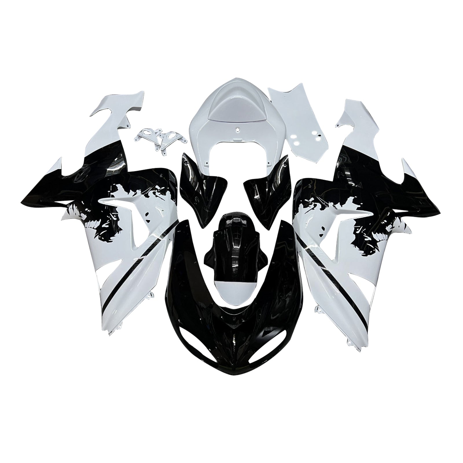 Amotopart 2006-2007 Kawasaki ZX10R White Black Fairing Kit