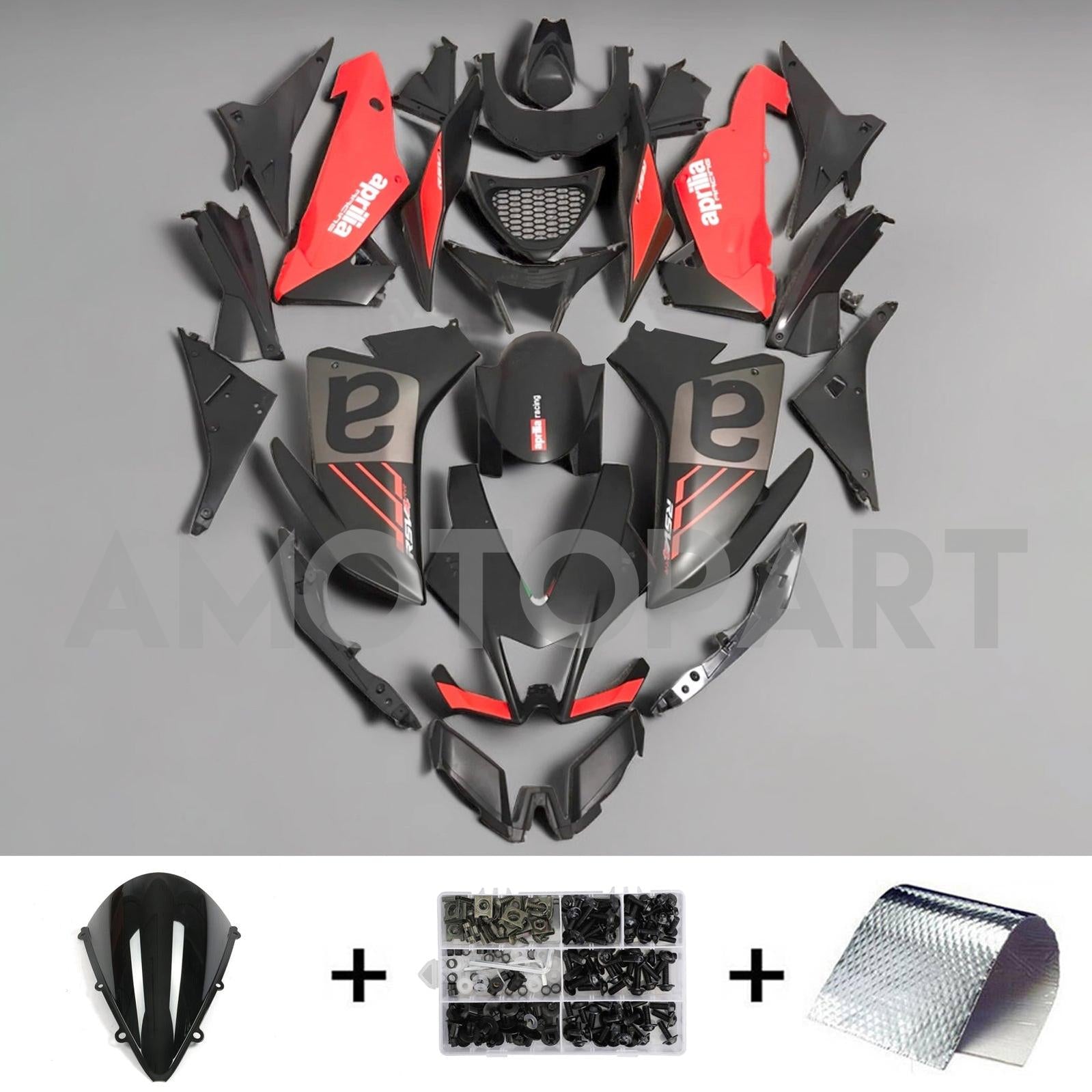 Amotopart 2009-2015 Aprilia RSV4 1000 Black Red Fairing Kit