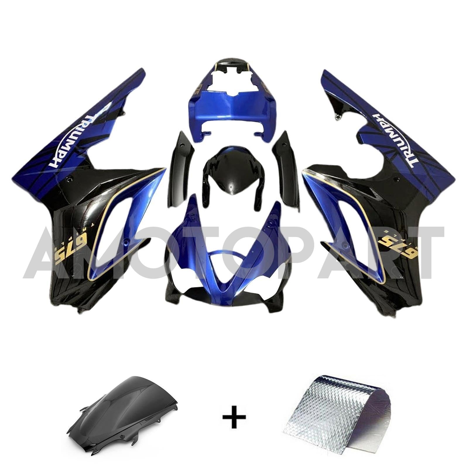 AMOTOPT 2009-2012 Triumph Daytona 675 Blue & Black Style1 Kit de carenagem