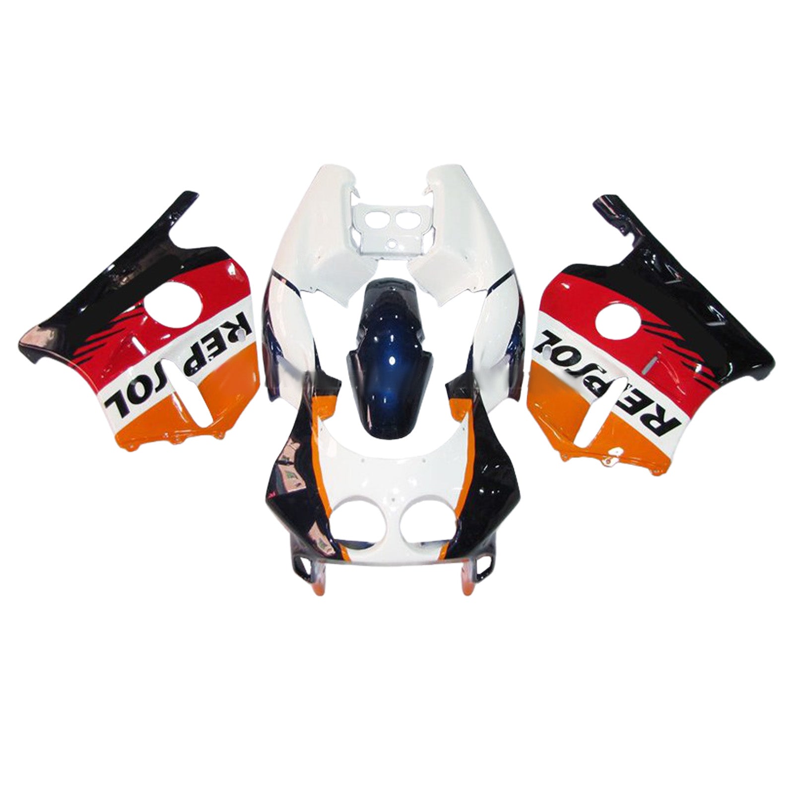 Amotopart 1990-1998 Honda CBR250RR MC22 White Black Oragne Line Fairing Kit