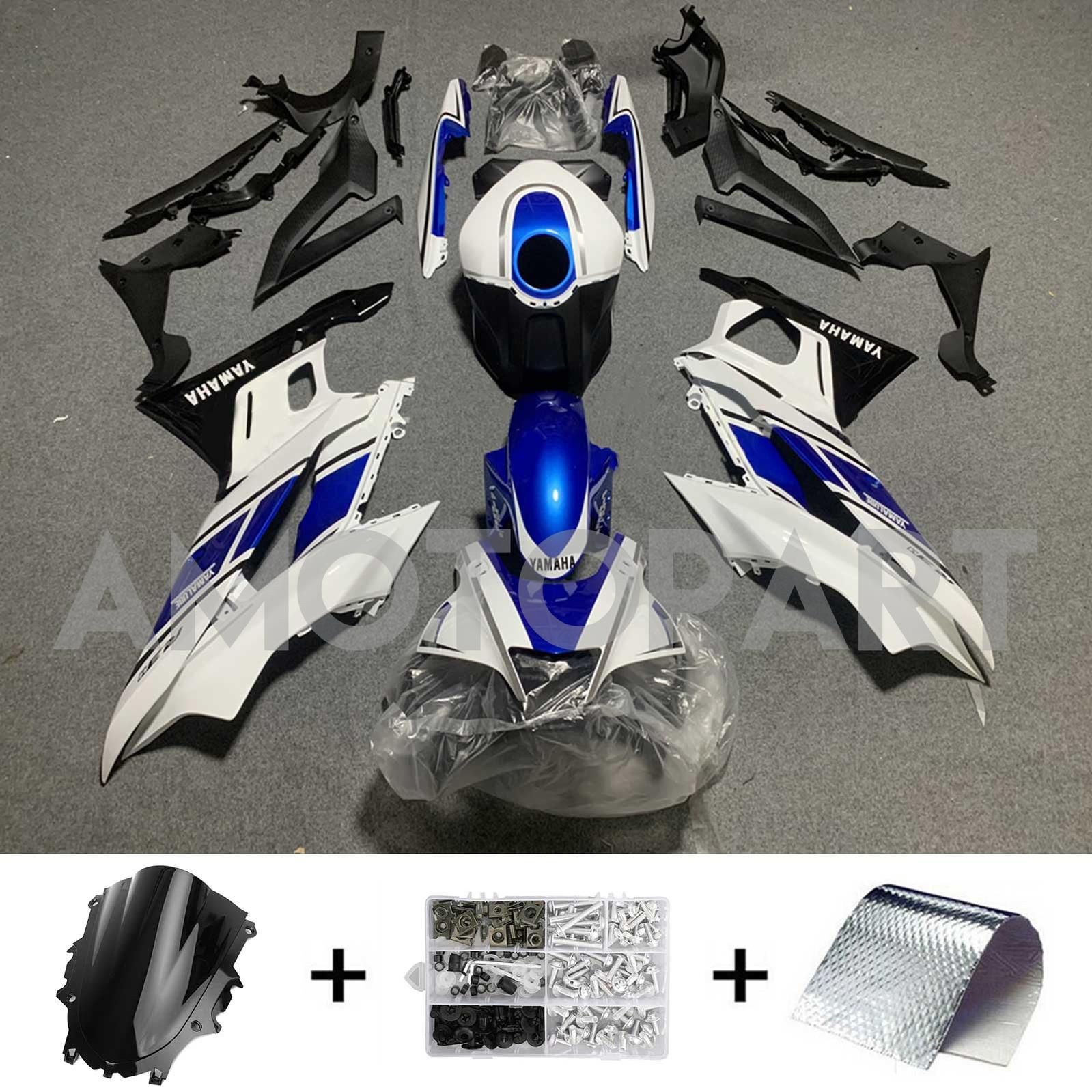Amotopart 2022-2024 Yamaha YZF-R3 R25 White&Blue Style4 Fairing Kit