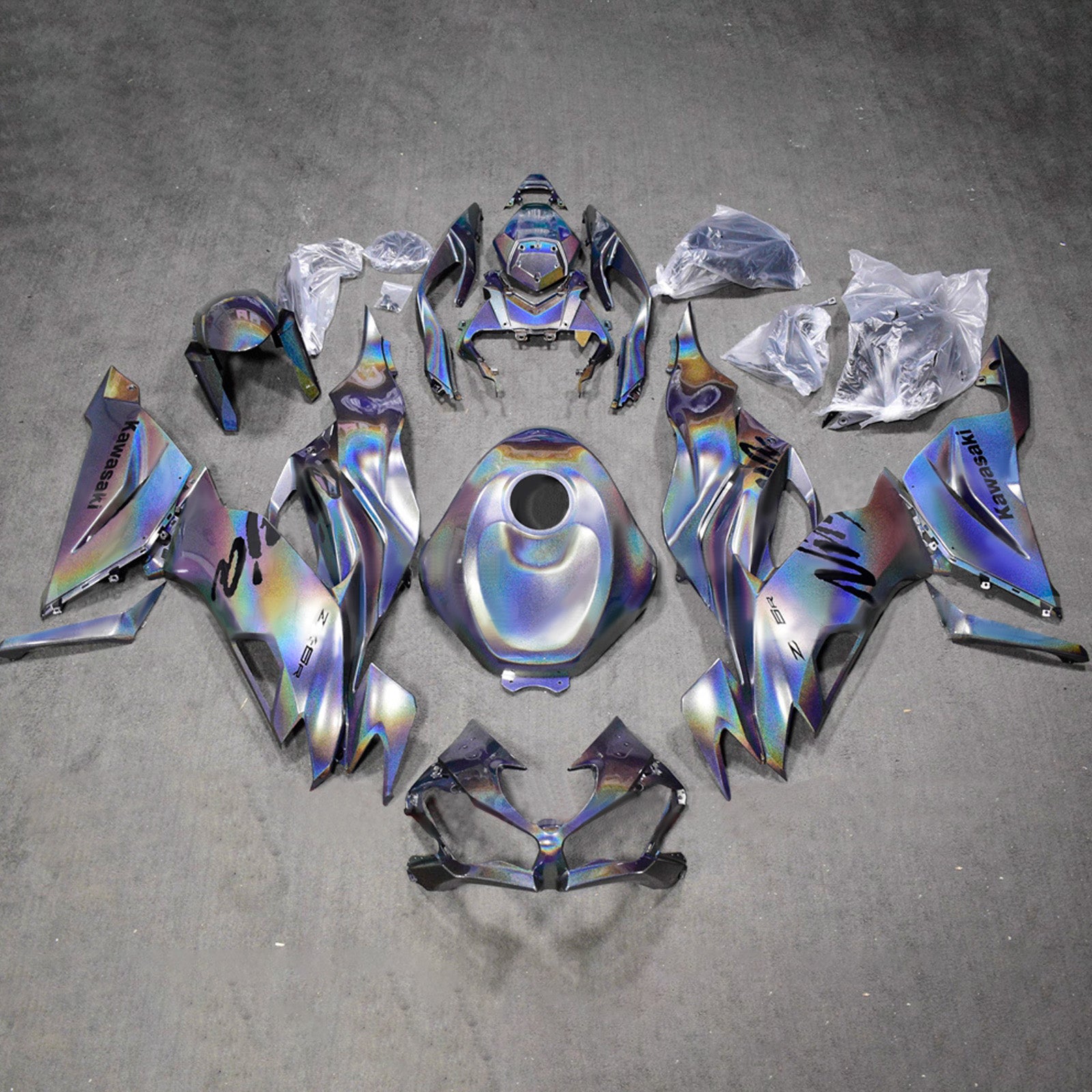 Amotopart 2019-2023 Kawasaki ZX6R Rainbow Fairing Kit