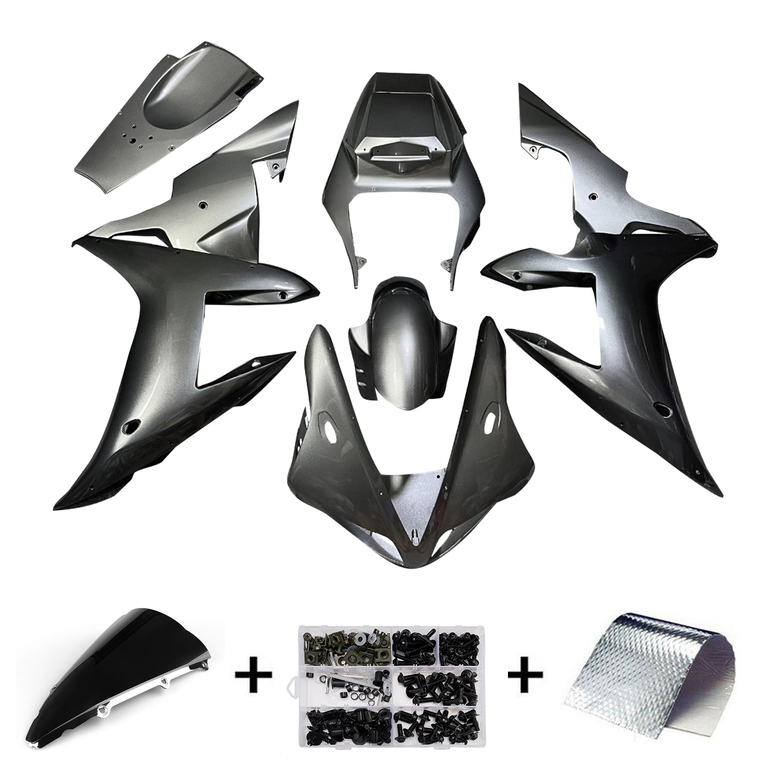 Amotopart 2002-2003 Yamaha YZF-R1 Grey Black Fairing Kit