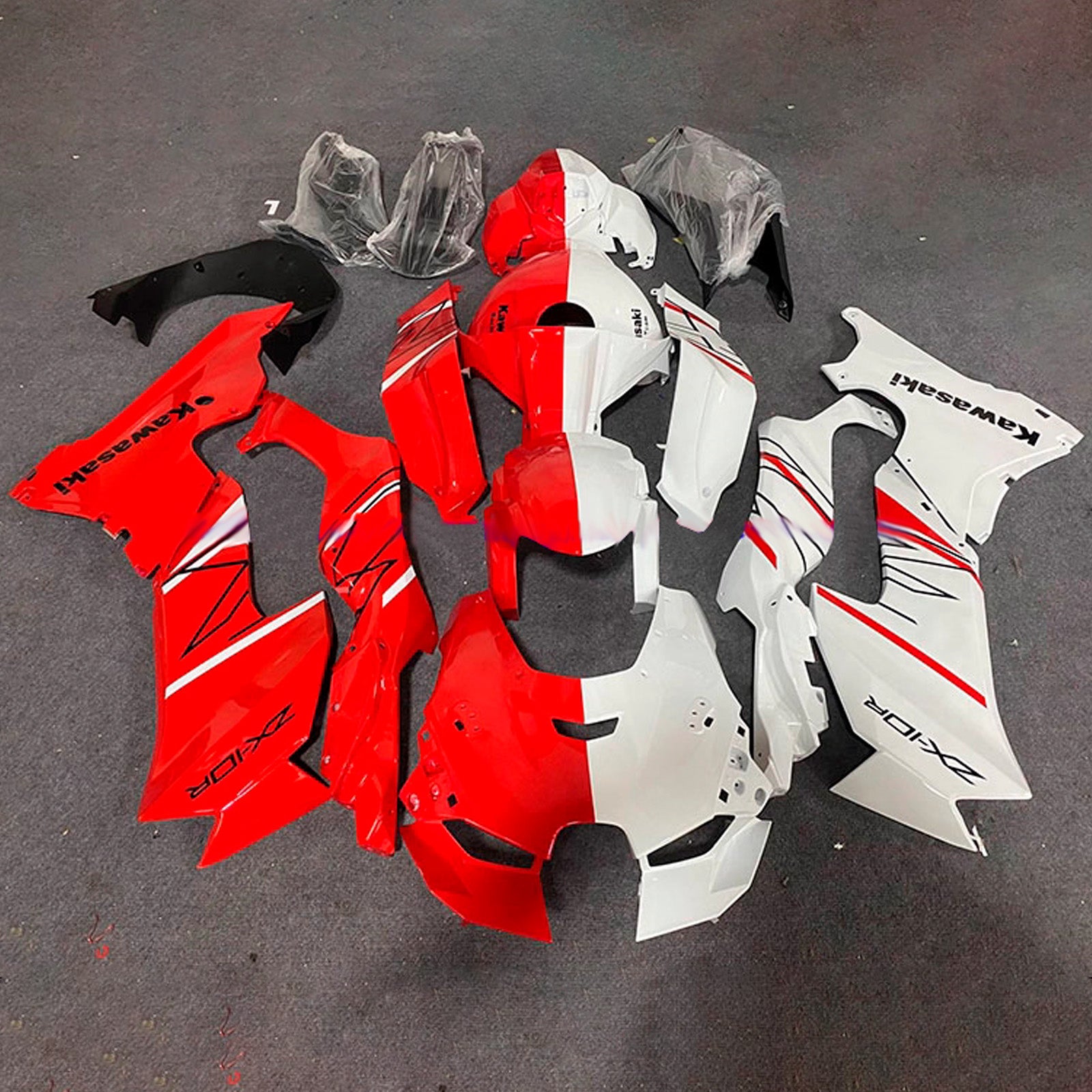 Amotopart 2021-2025 Kawasaki ZX-10R/ZX-10RR Red & White Fairing Kit