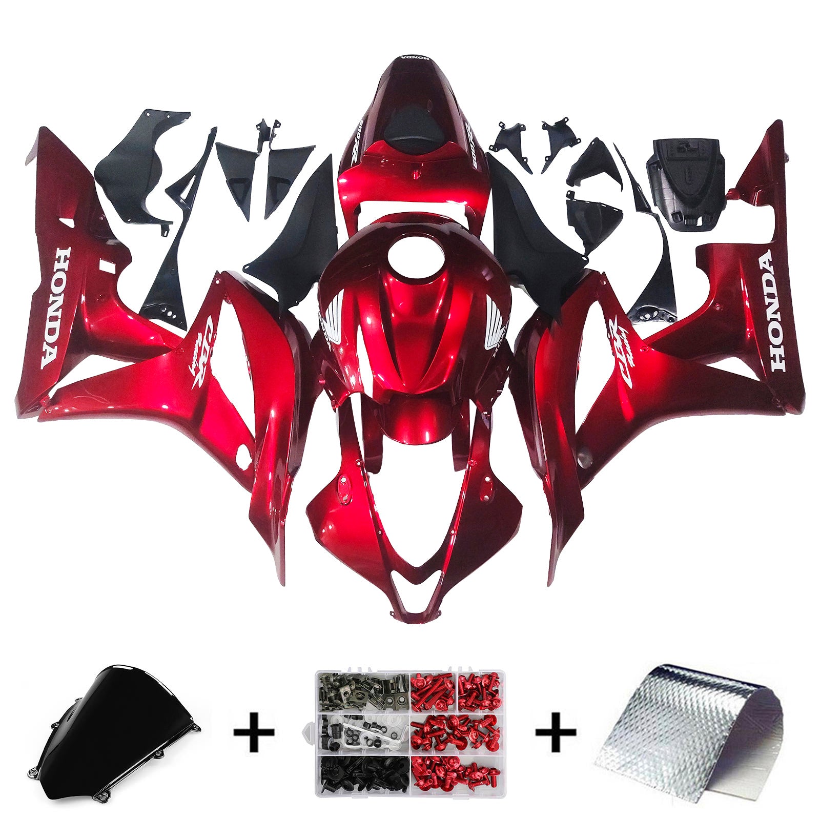 Amotopart 2007-2008 Honda CBR600RR Red White Fairing Kit