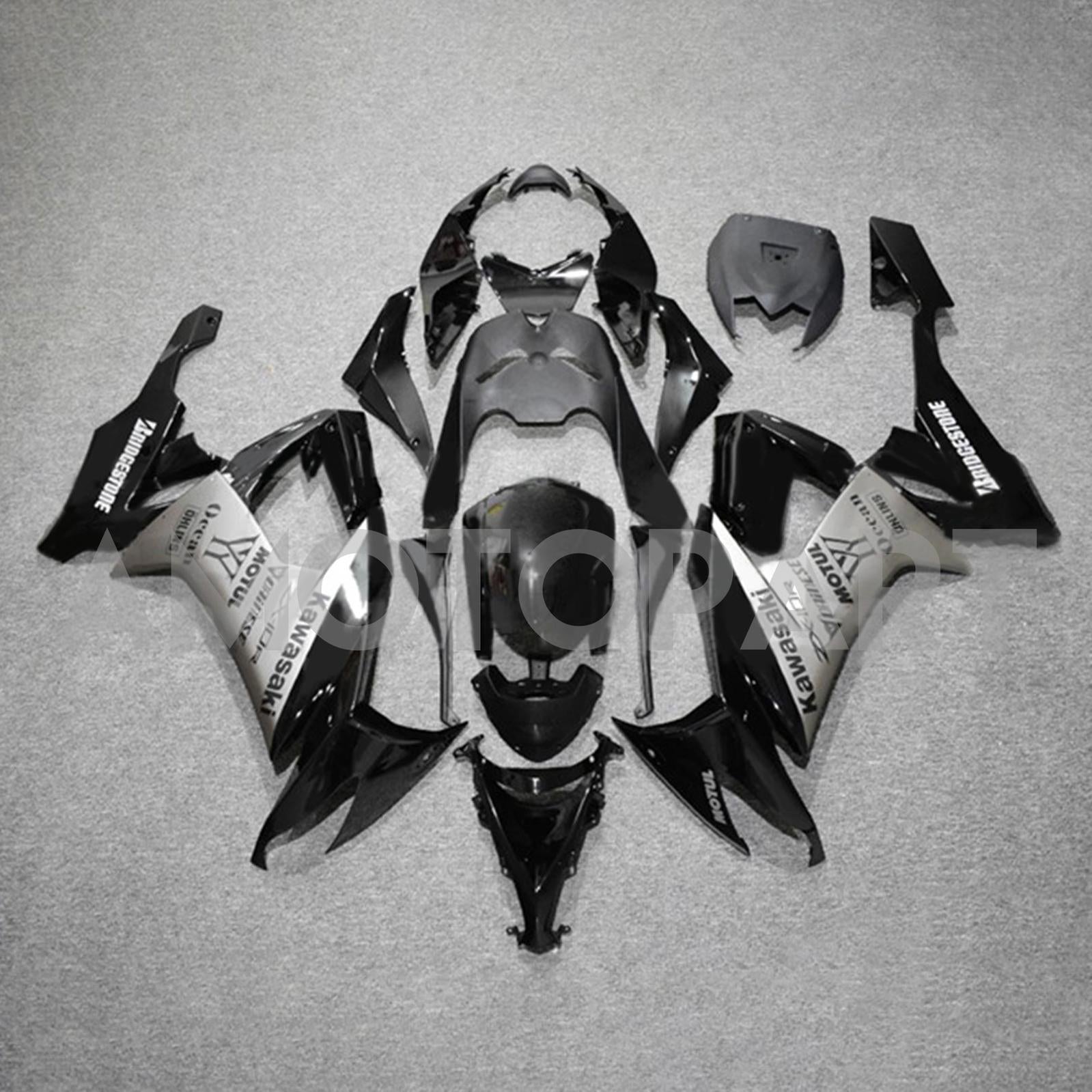 Amotopart 2008-2010 Kawasaki ZX10R Black&Grey Fairing Kit