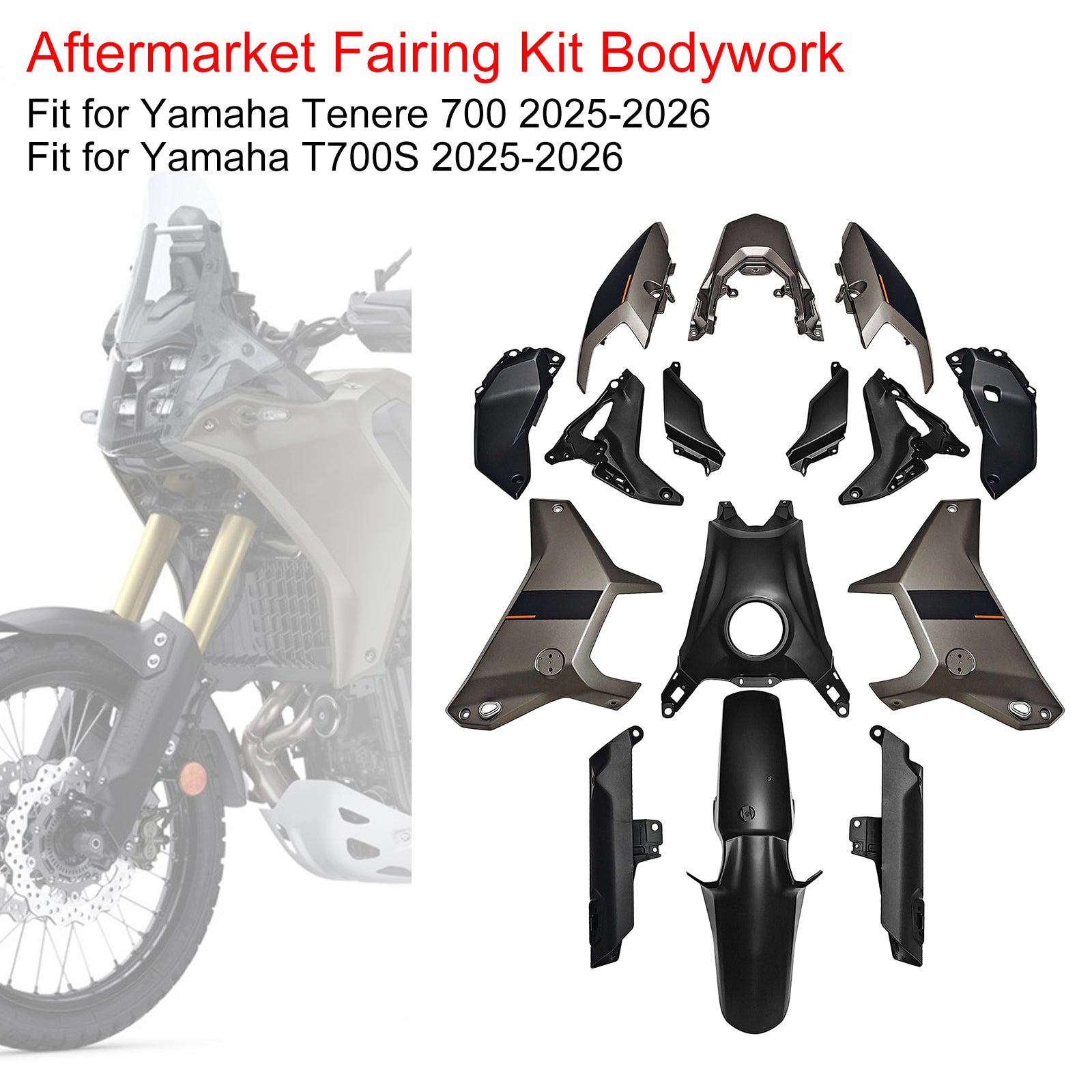 Amotopart 2025-2026 Yamaha Tenere 700 T700S Fairing Kit Collection