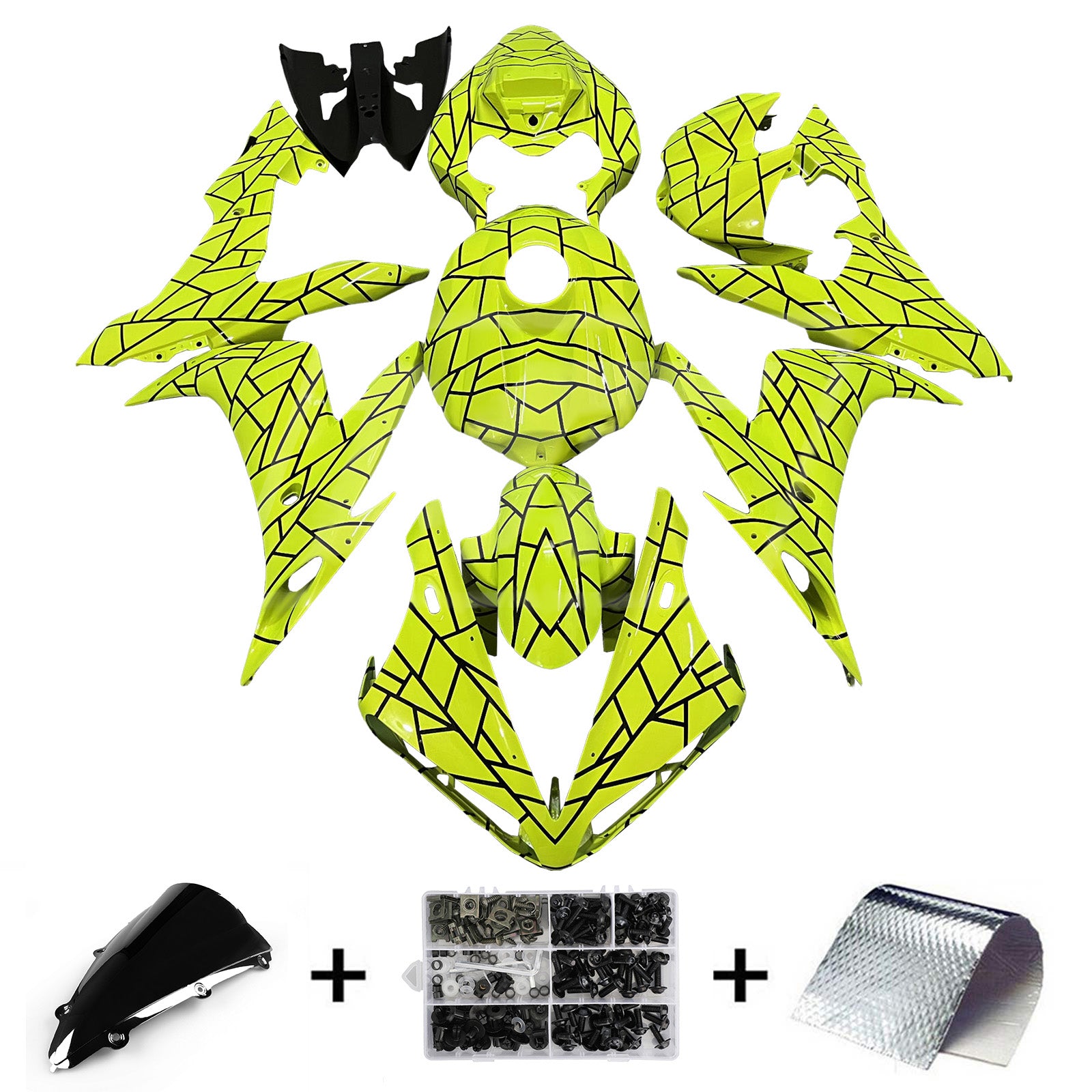 Amotopart 2004-2006 Yamaha YZF-R1 Yellow Black Line Fairing Kit