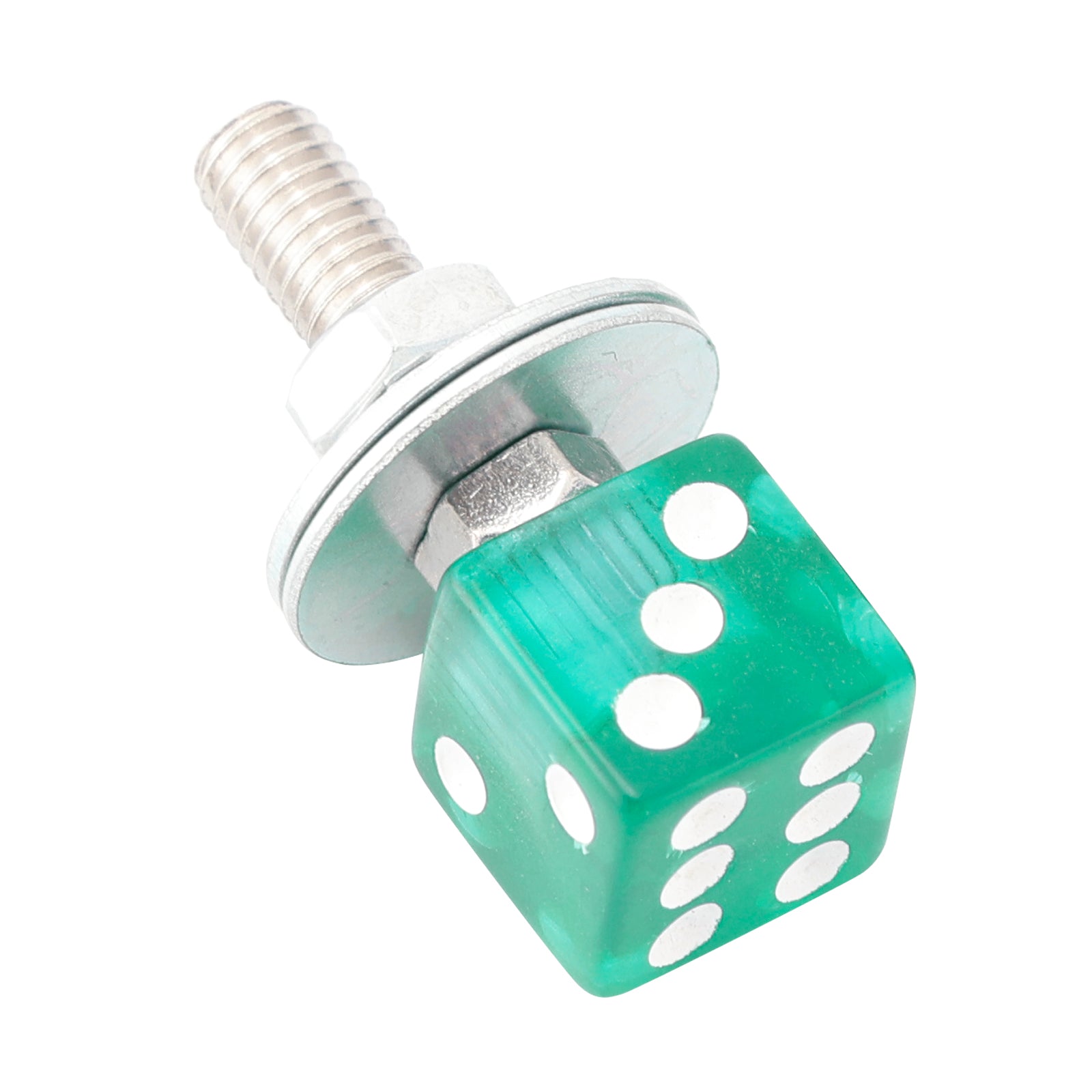 2x Motorcycle Bike Plastic Green Dice License Plate Bolt On Screw On Frame Nut