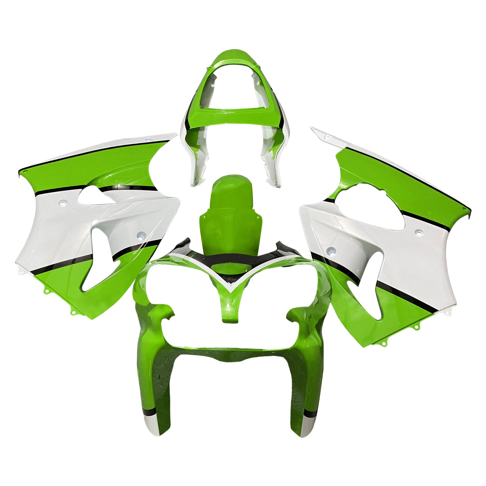 Amotopart Kawasaki 00-02 ZX6R 636 & 05-08 ZZR600 Light Green White Fairing Kit