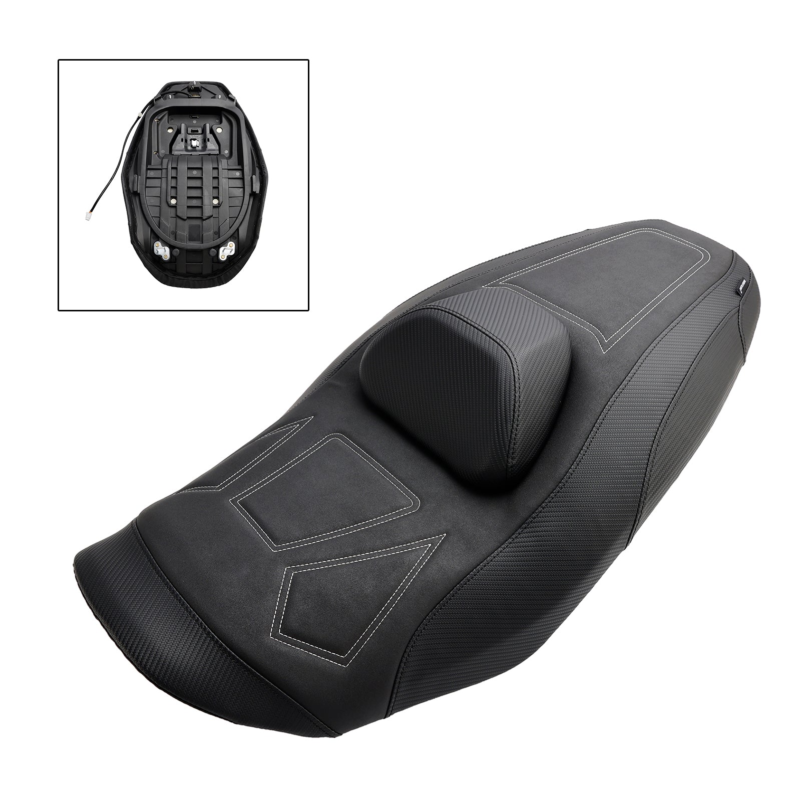 2022-2024 YAMAHA T-MAX VÄRMANDE FRAM BAKTAR PASSENGER SEAT Blue Yellow