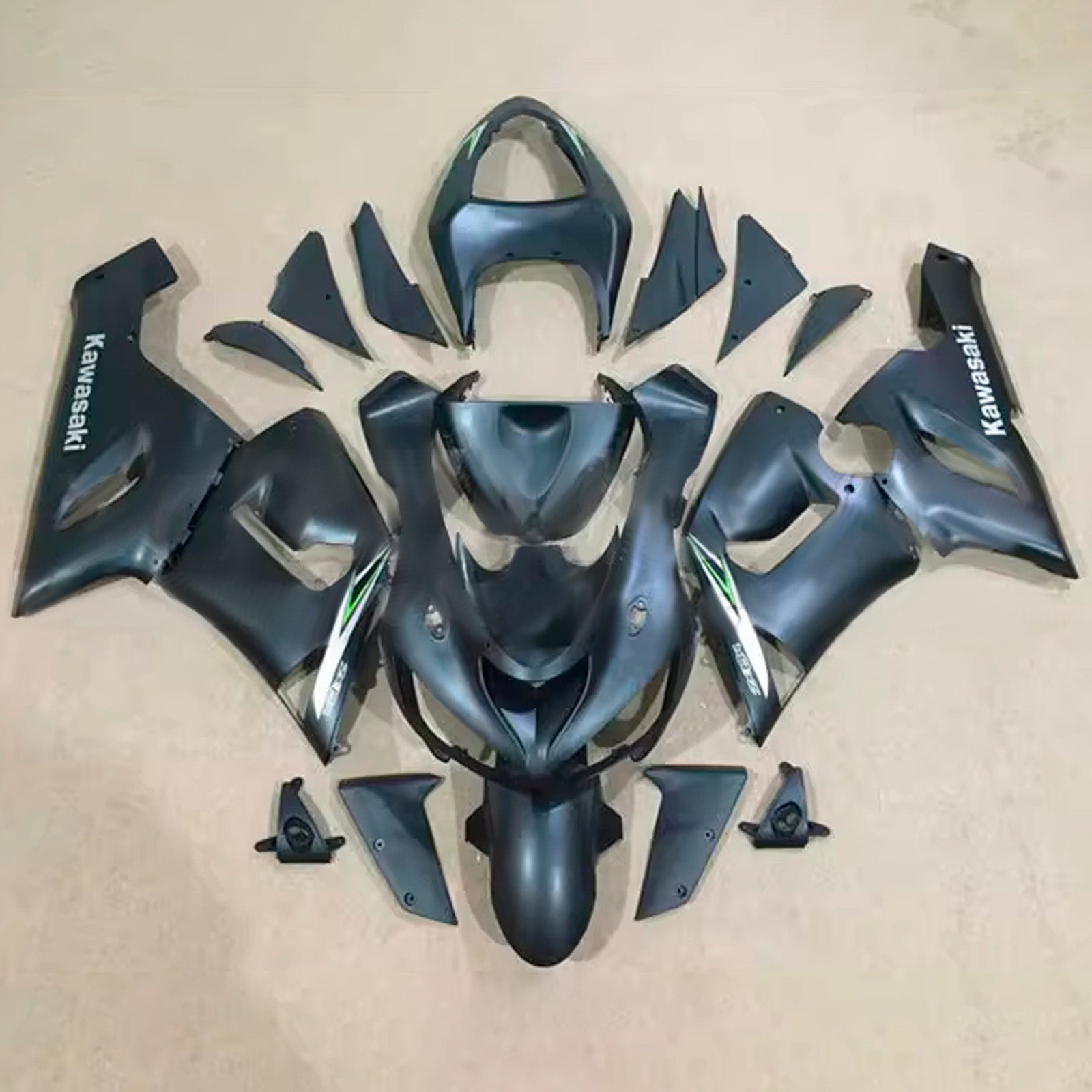 Amotopart 2005-2006 Kawasaki ZX6R 636 Matte Black Fairing Kit