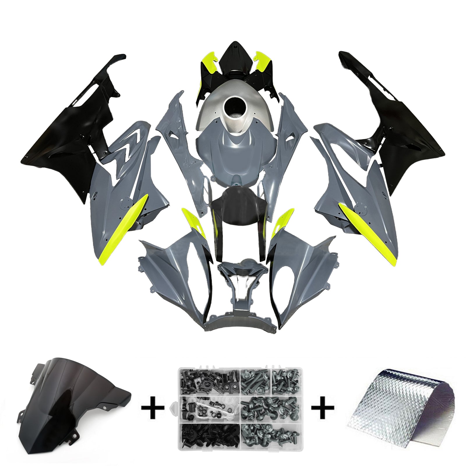 Amotopart 2017-2018 BMW S1000RR Grey Black Yellow Fairing Kit