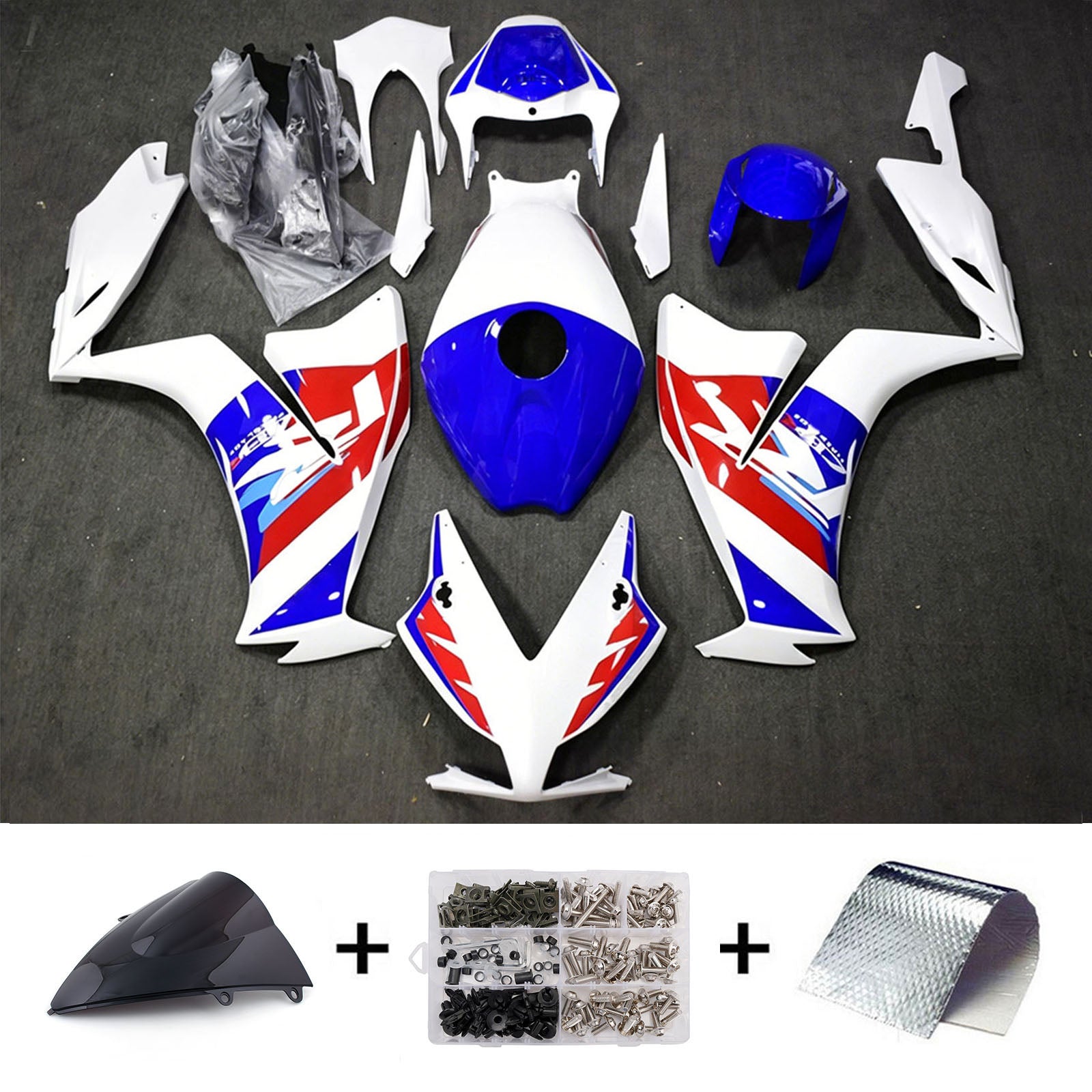 Amotopart 2012-2016 Honda CBR1000RR White/Red/Blue Fairing Kit