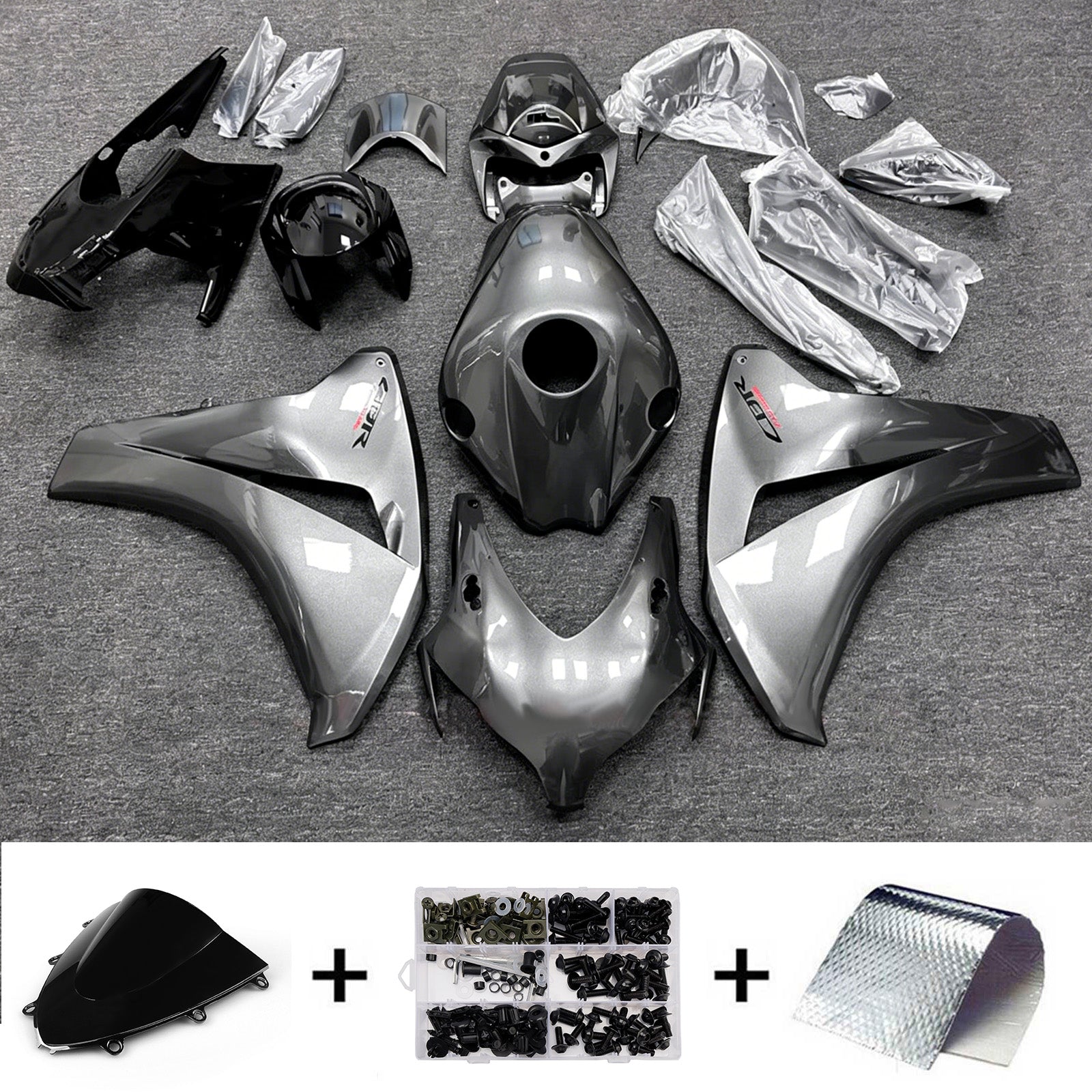 Amotopart 2008–2011 Honda CBR1000RR Silber Verkleidungsset