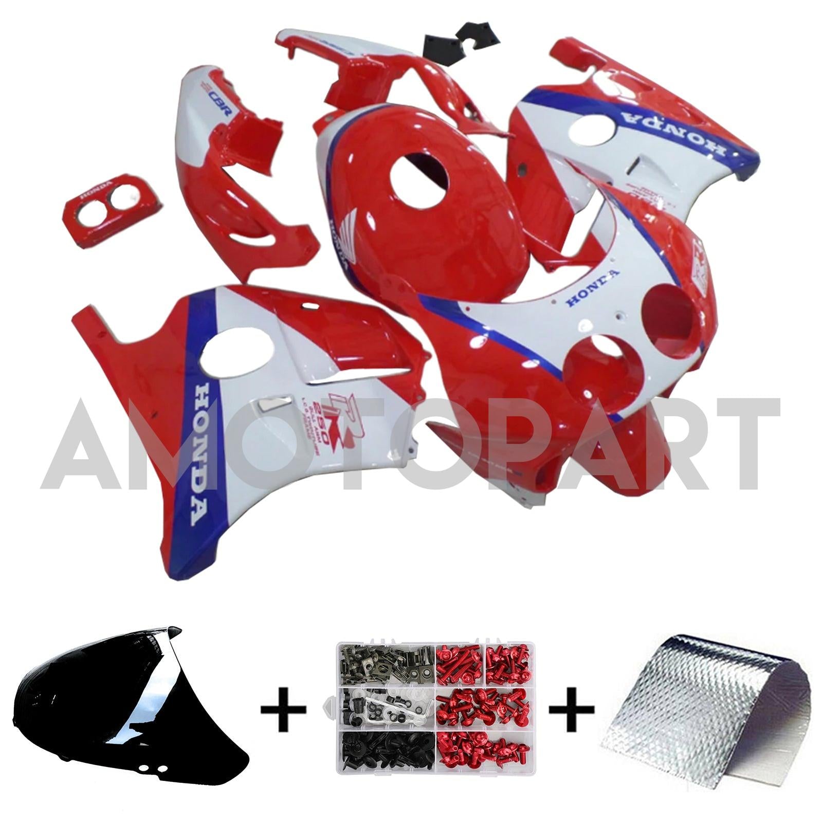 Amotopart 1990-1998 Kit carena Honda CBR250RR MC22 rosso bianco