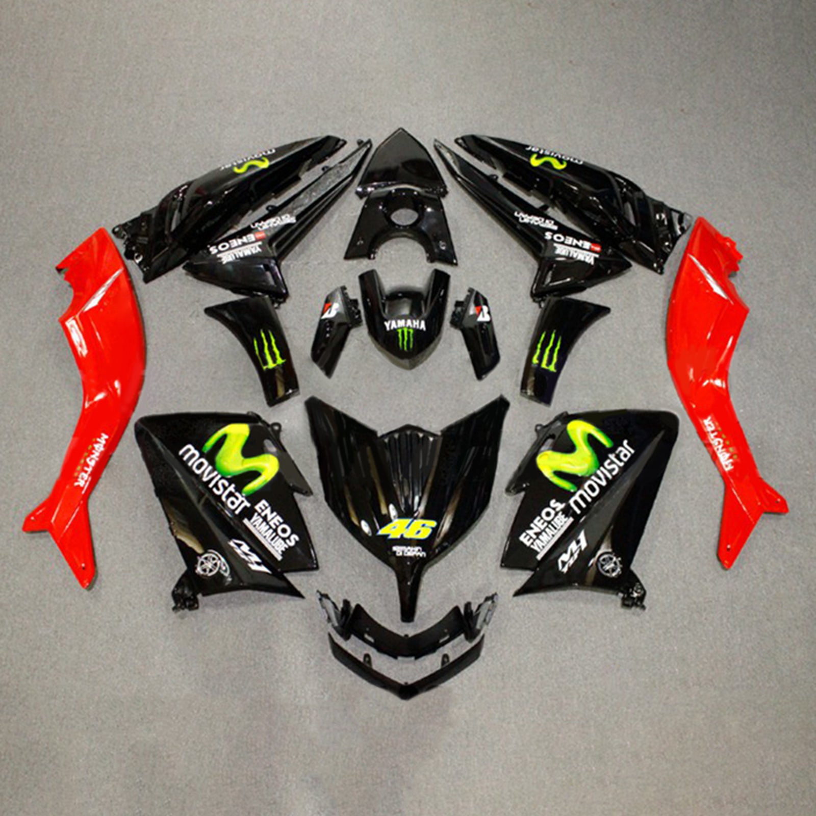 Amotopart Kit carena nera e rossa Yamaha T-Max TMAX530 2015-2016