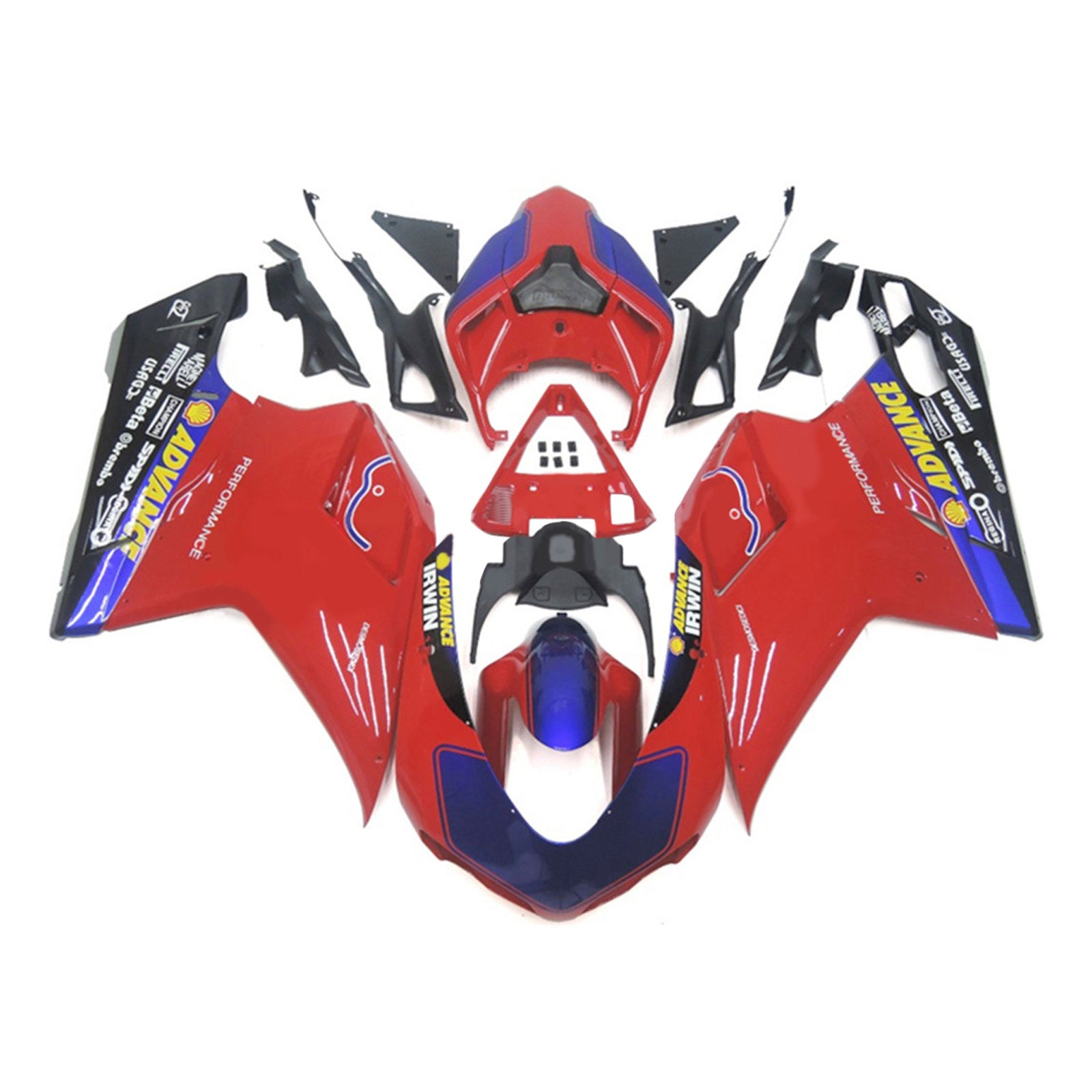 Amotopart Kit carena Ducati 1098 1198 848 Nero Rosso Blu per tutti gli anni