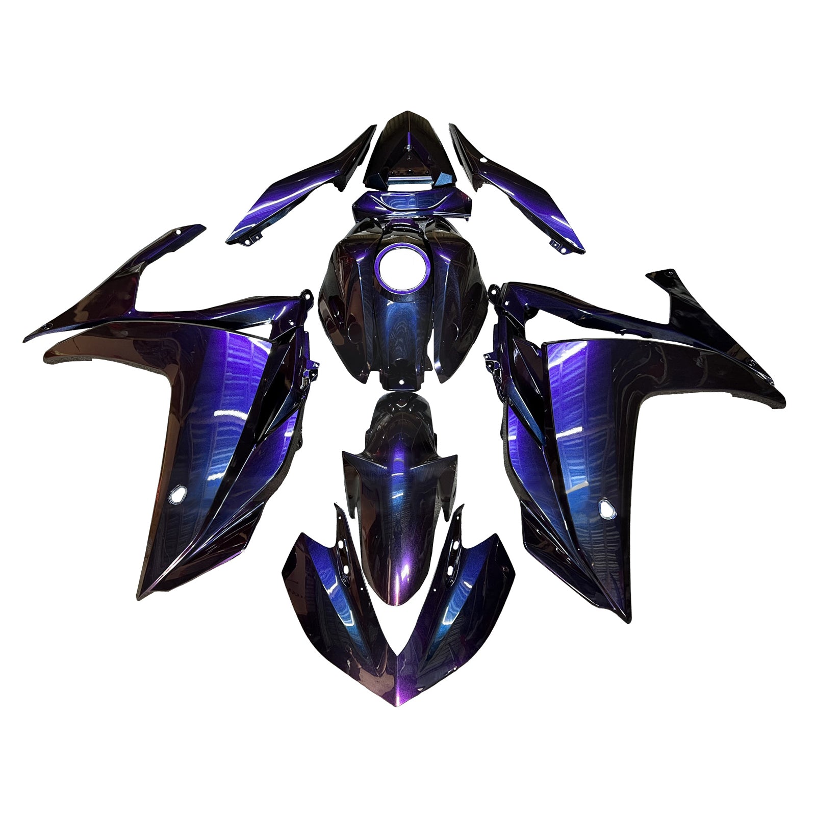 Amotopart Yamaha 2014-2018 YZF R3 2015-2017 YZF R25 Blue Purple Chameleon Fairing Kit
