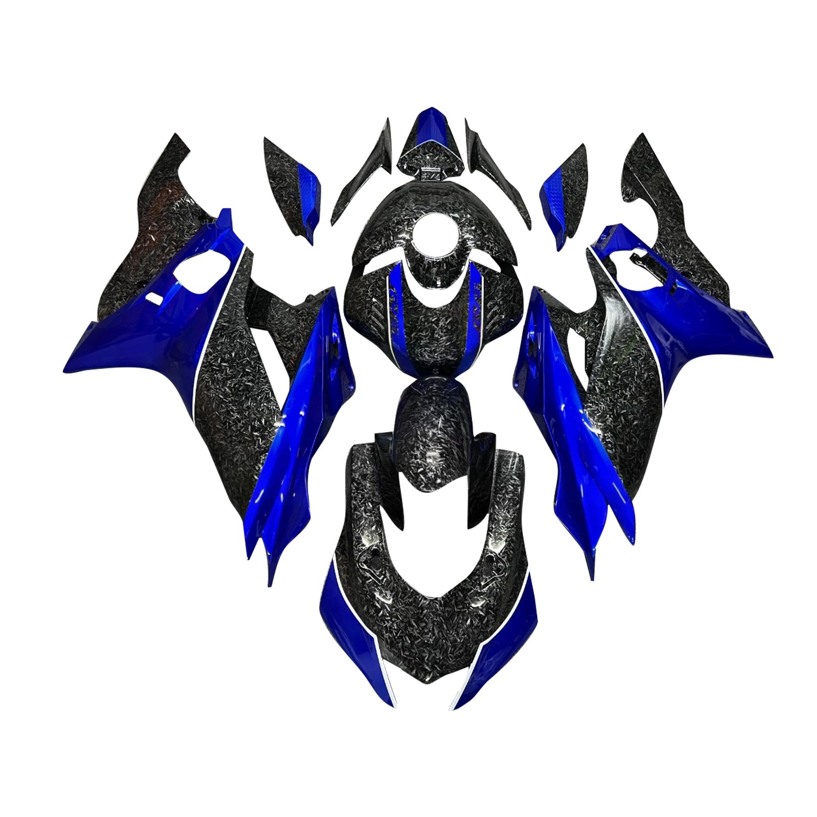 Amotopart 2017-2023 Yamaha YZF-R6 Forged Carbon Fiber Blue Fairing Kit