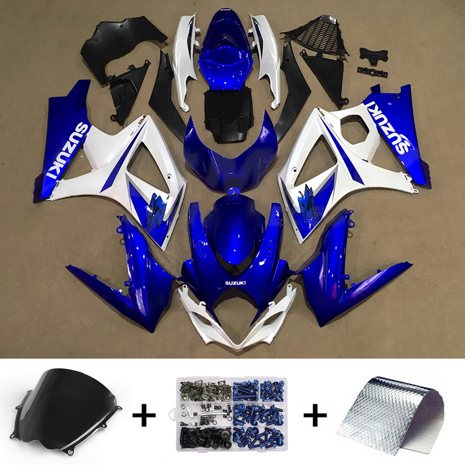 Amotopart 2007–2008 Suzuki GSXR1000 Blau-weißes Verkleidungsset