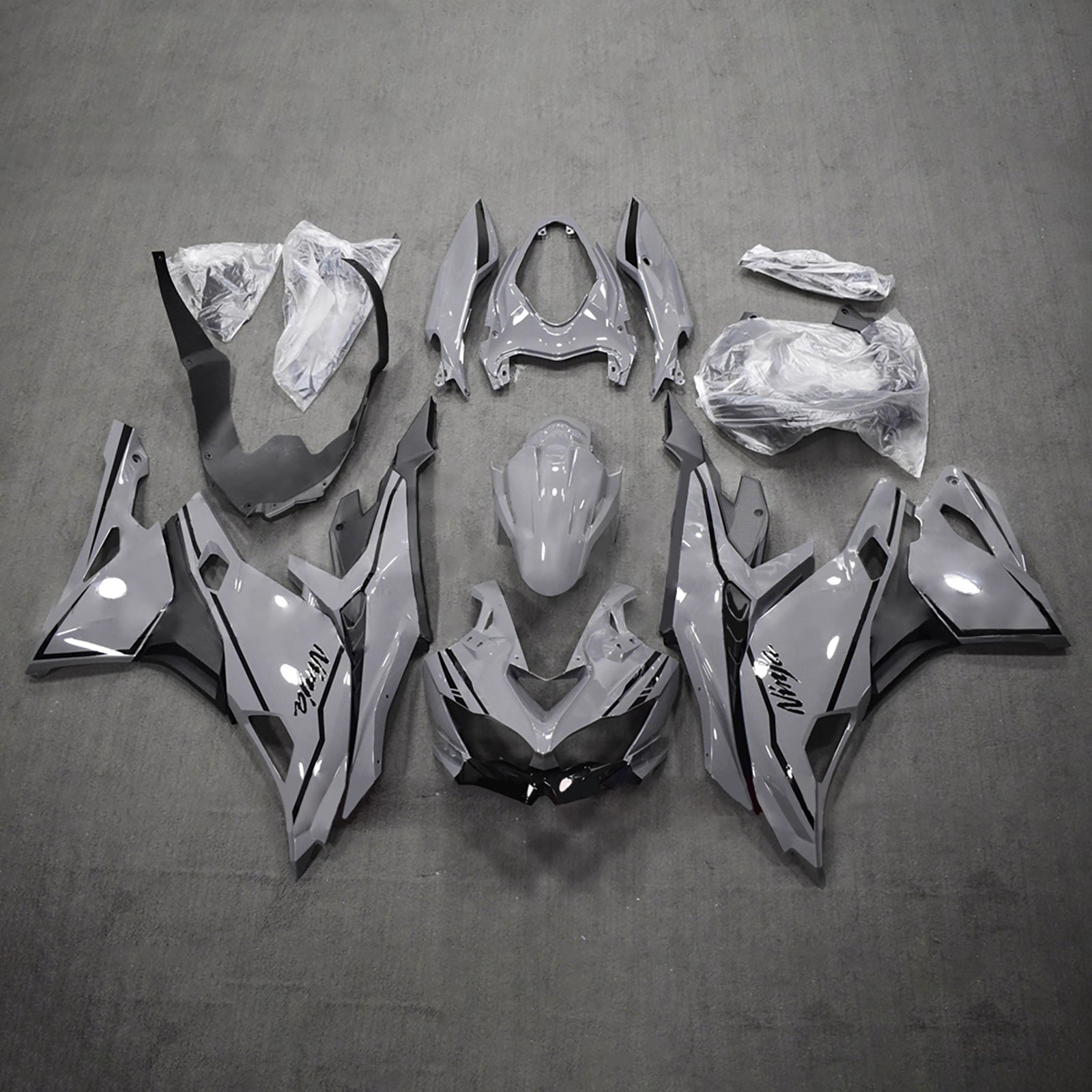 Amotopart 2019-2022 Kawasaki Ninja ZX-25R 2023-2025 Kawasaki Ninja ZX-4R/ZX-4RR Grey Black Fairing Kit