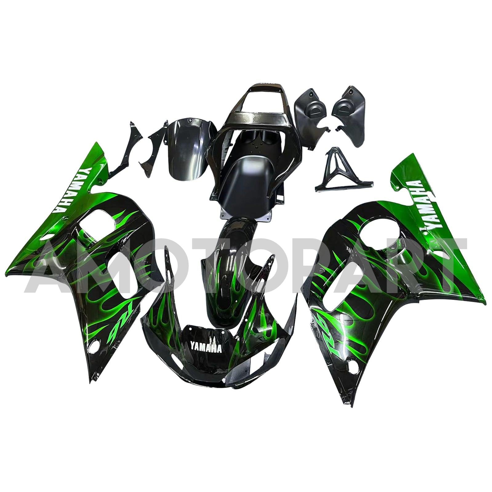 Amotopart 1998-2002 Yamaha YZF 600 R6 Black Green Fairing Kit