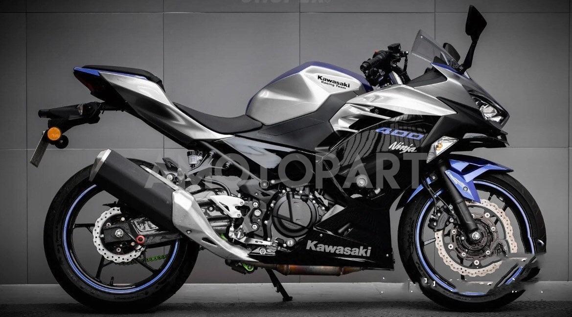 Amotopart Kawasaki EX400/Ninja400 2018-2023 Silver&Blue Fairing Kit