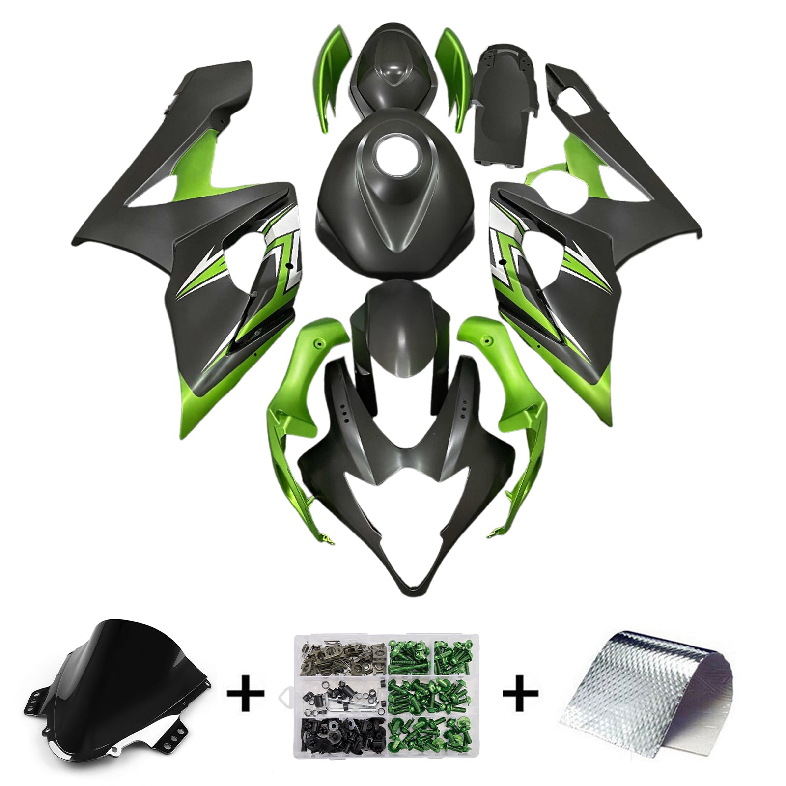 Amotopart 2005-2006 Suzuki GSXR1000 Green Black Fairing Kit