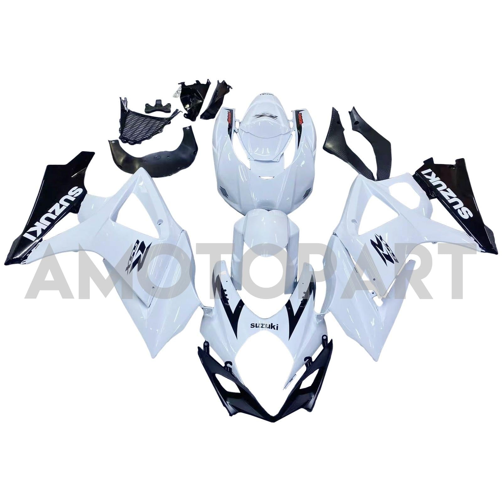 Amotopart 2007-2008 Suzuki GSXR1000 White Black Fearing Kit