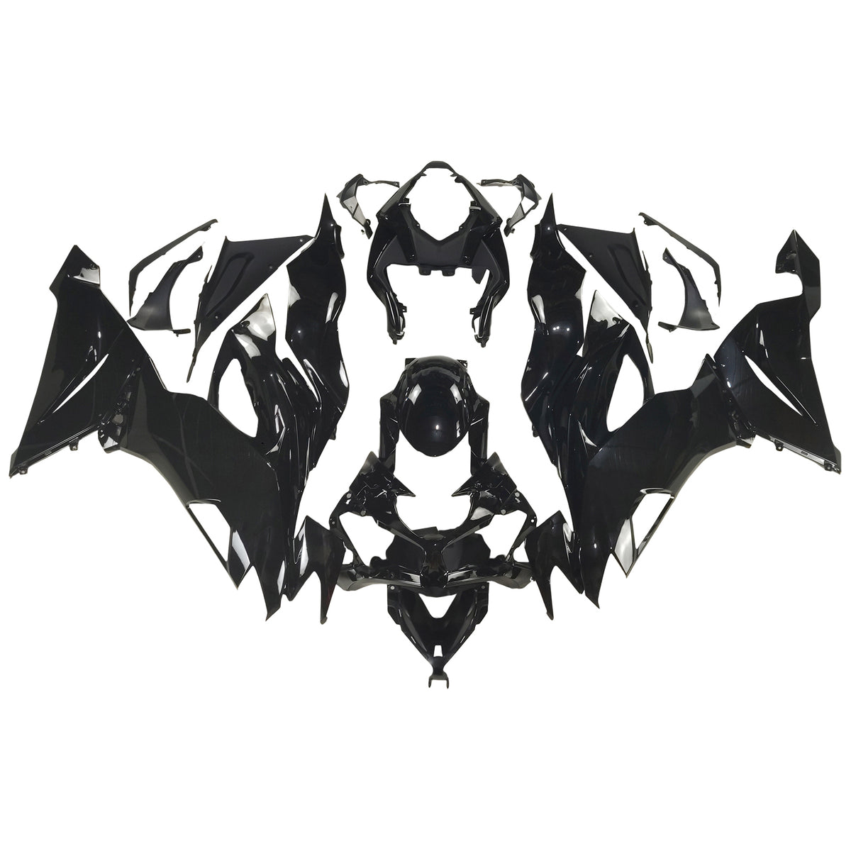 Amotopart 2019-2023 Kawasaki ZX-6R Black White Fairing Kit