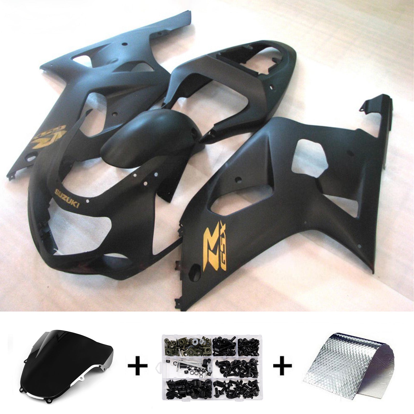 Amotopart Suzuki 2001-2003 GSXR 600 2000-2003 GSXR 750 Black Fairing Kit