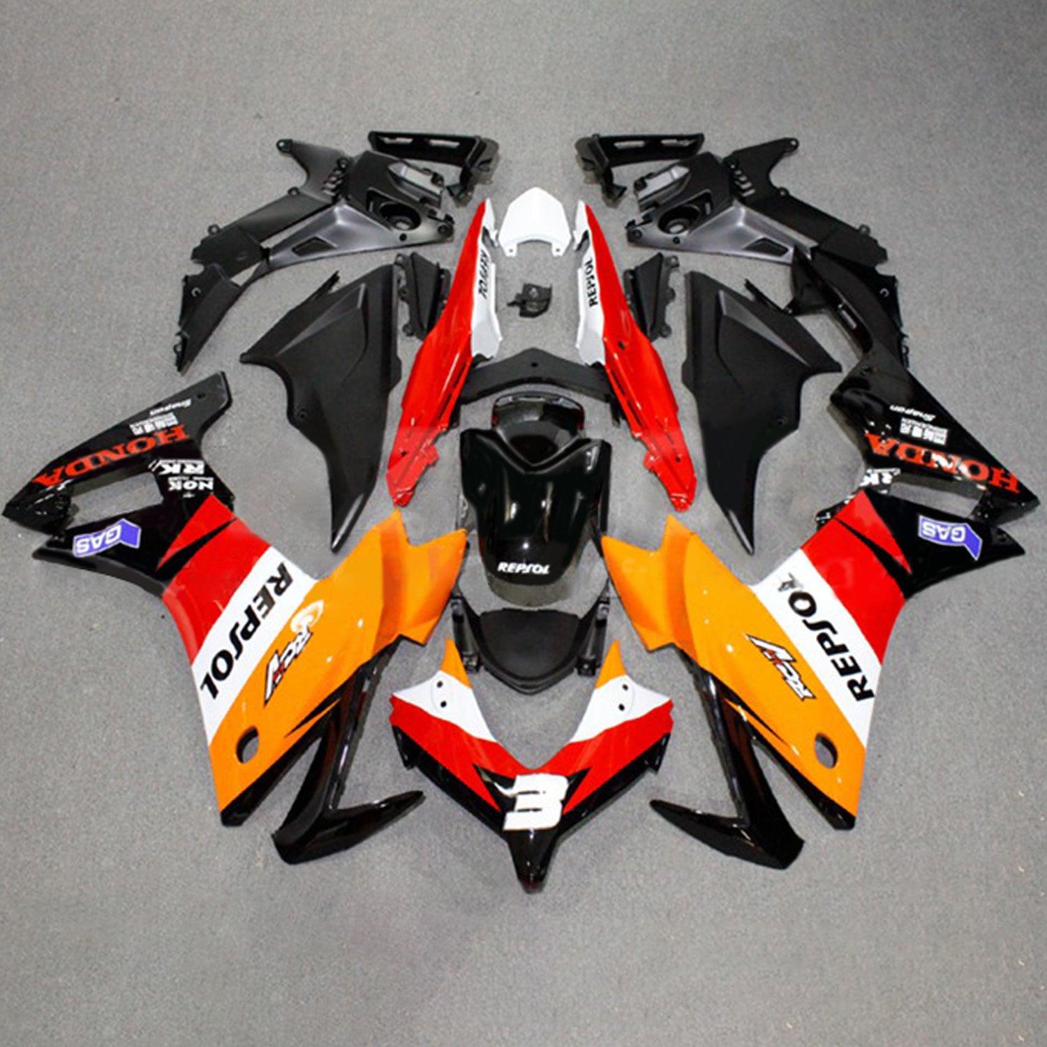 Amotopart 2013-2015 CBR500R Honda Red & Orange Repjol Zestaw Fairing