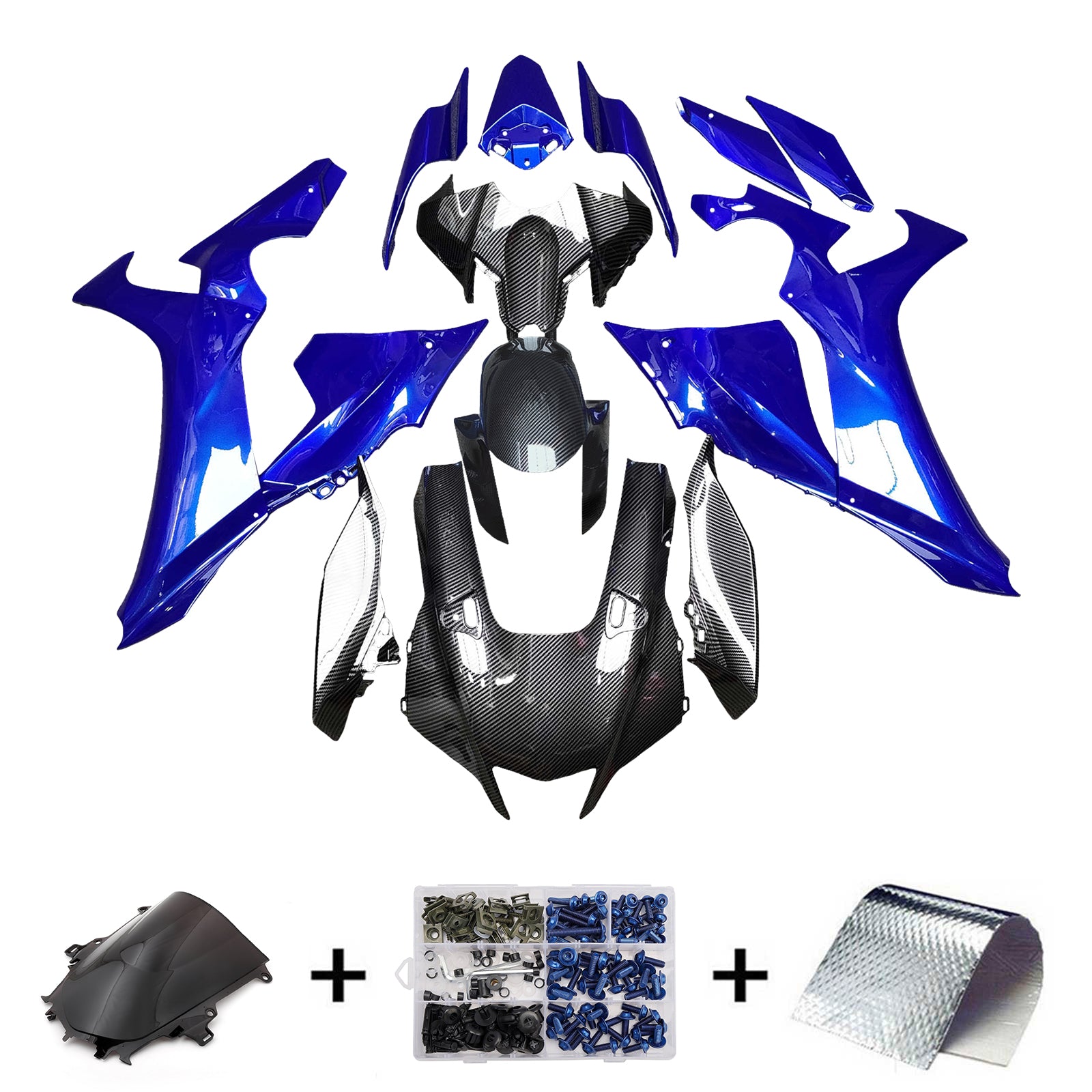 Amotopart 2020-2025 Yamaha YZF-R1 Carbon Fiber Blue Fairing Kit