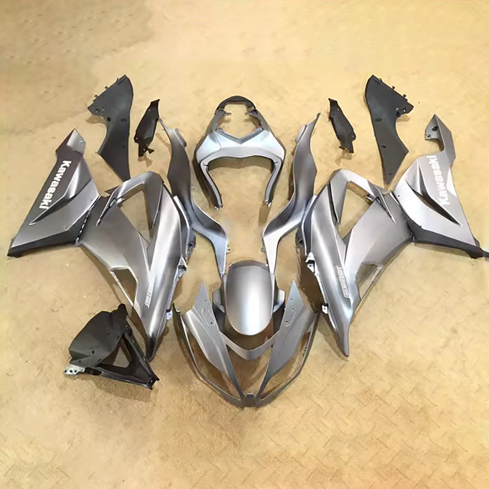 Amotopart 2013-2018 Kawasaki ZX6R 636 White Grey Fairing Kit