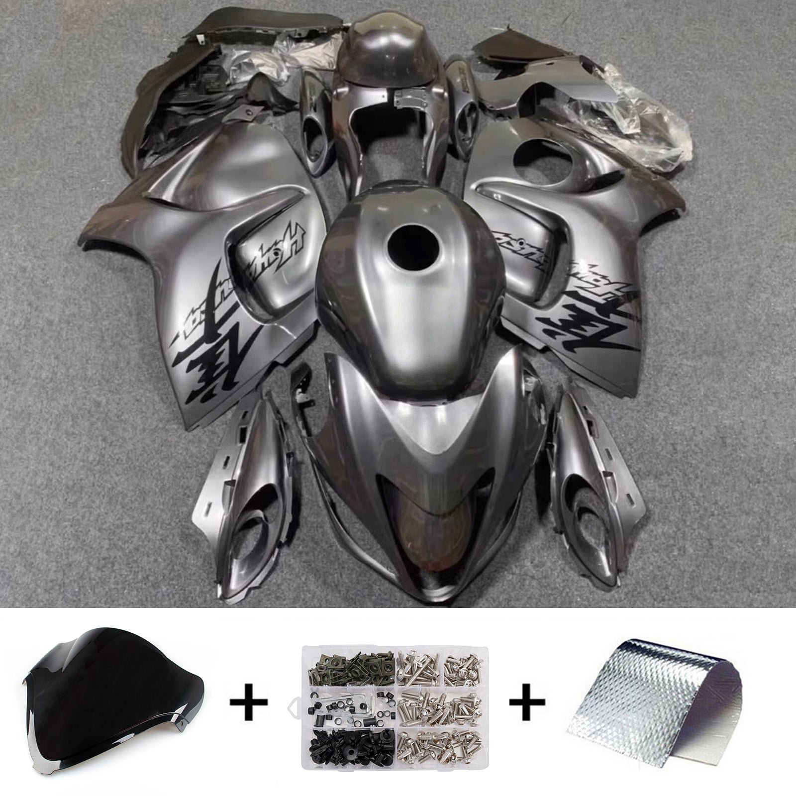 Amotopart 2008-2020 Suzuki Hayabusa GSX1300R Silver Fairing Kit