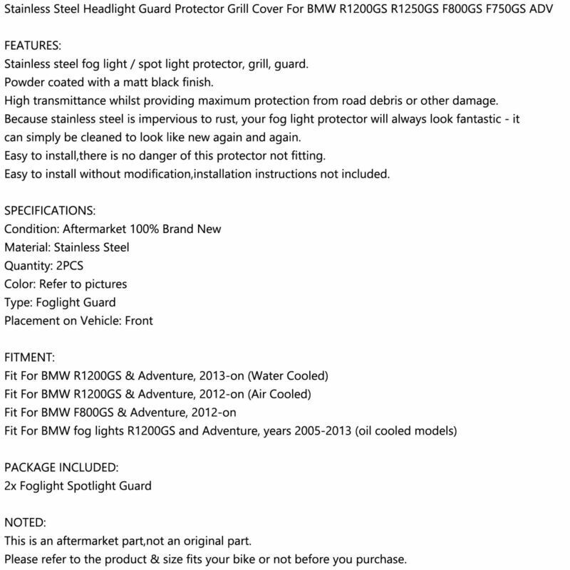 BMW R1200GS F800GS/ADV R 1200GS U Fog spot Light Protector Guard Covers