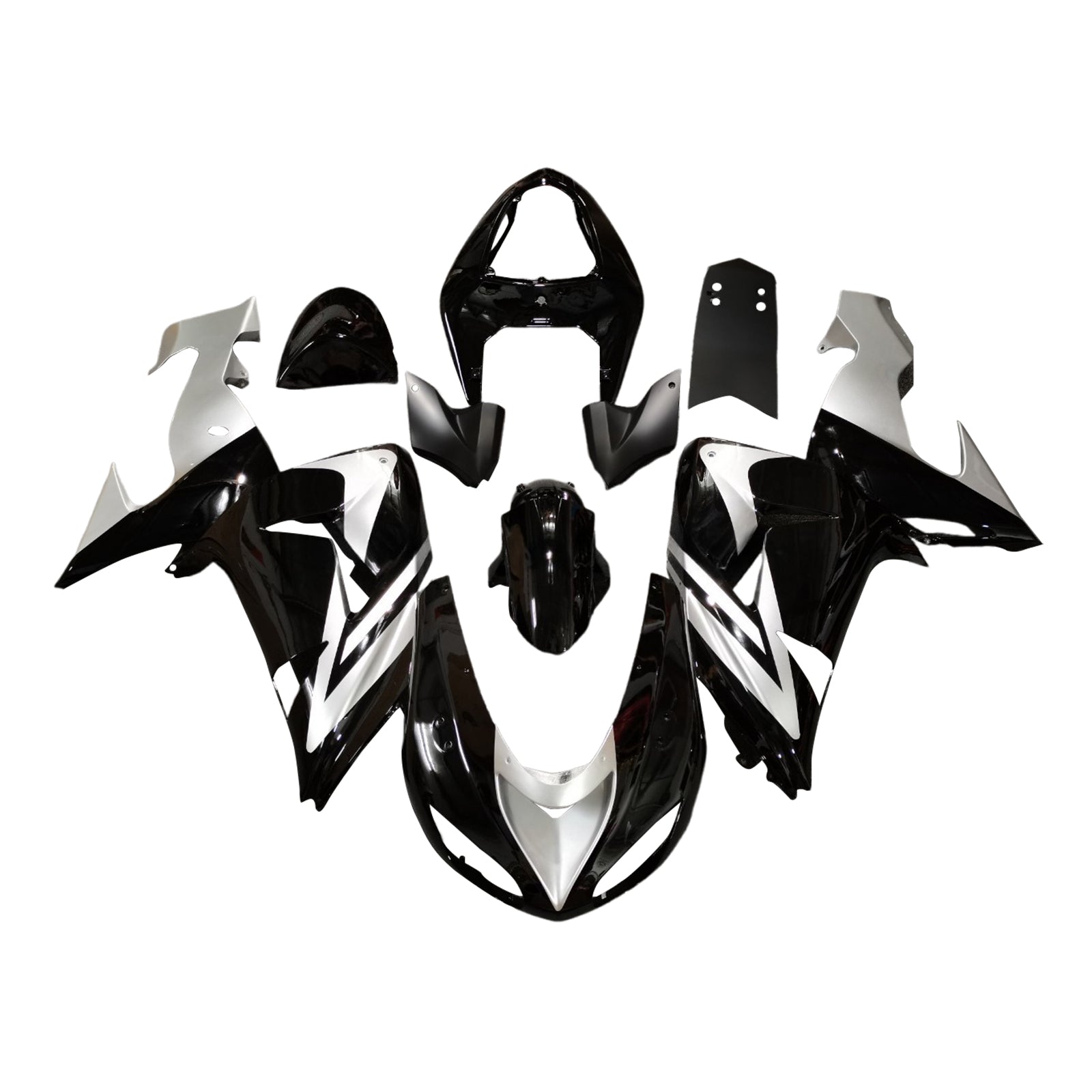 Amotopart 2006-2007 Kawasaki ZX10R Black Silver Fairing Kit