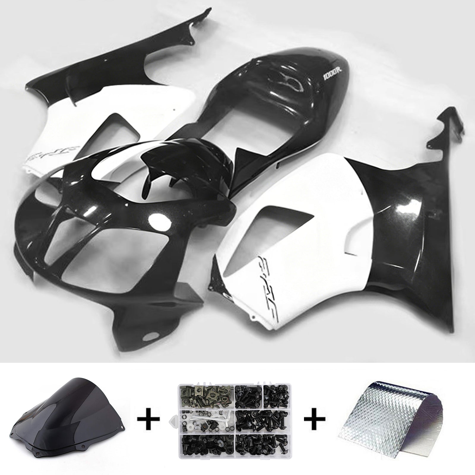 Amotopart 2000-2006 Honda VTR1000 RC51 White/Black Fairing Kit