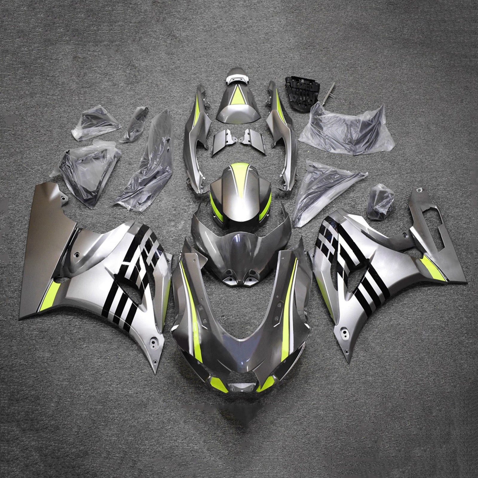Amotopart 2017-2025 Suzuki GSXR1000 Silver Black Yellow Fairing Kit