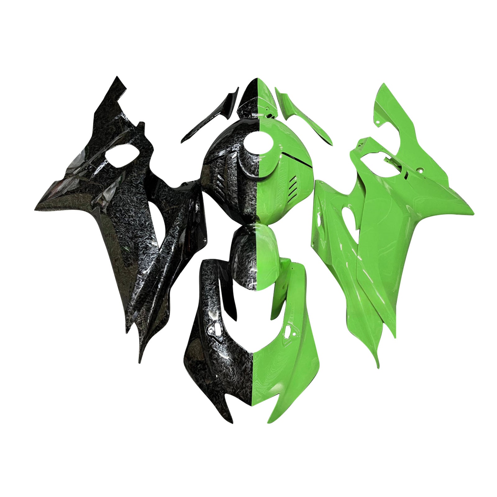 Amotopart 2017-2023 Yamaha YZF-R6 Forged Carbon Fiber Green Fairing Kit