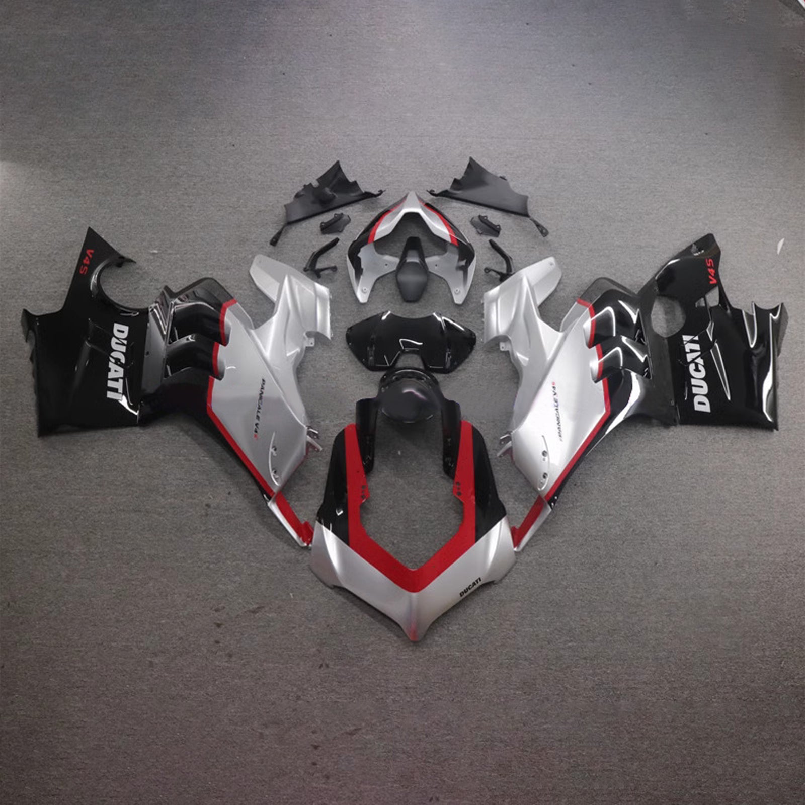 Amotopart Ducati 22-24 V4 V4S Silver Black Fairing Kit
