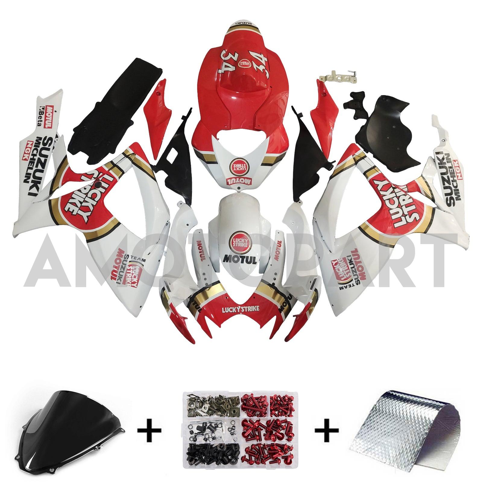 Amotopart 2006-2007 Suzuki GSXR 600/750 White Red Fairing Kit