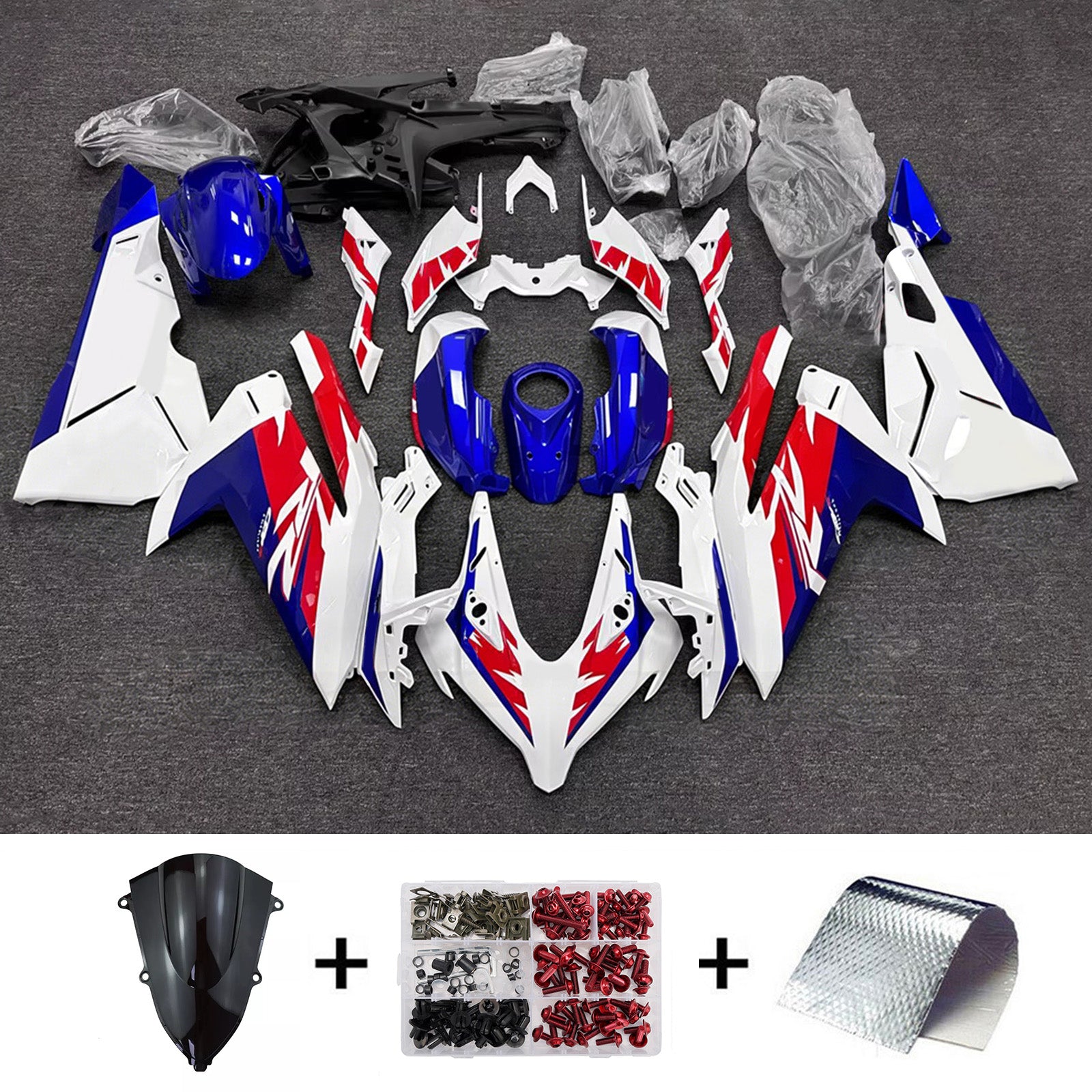 Amotopart 2023-2024 Honda CBR250RR White/Blue/Red Fairing Kit