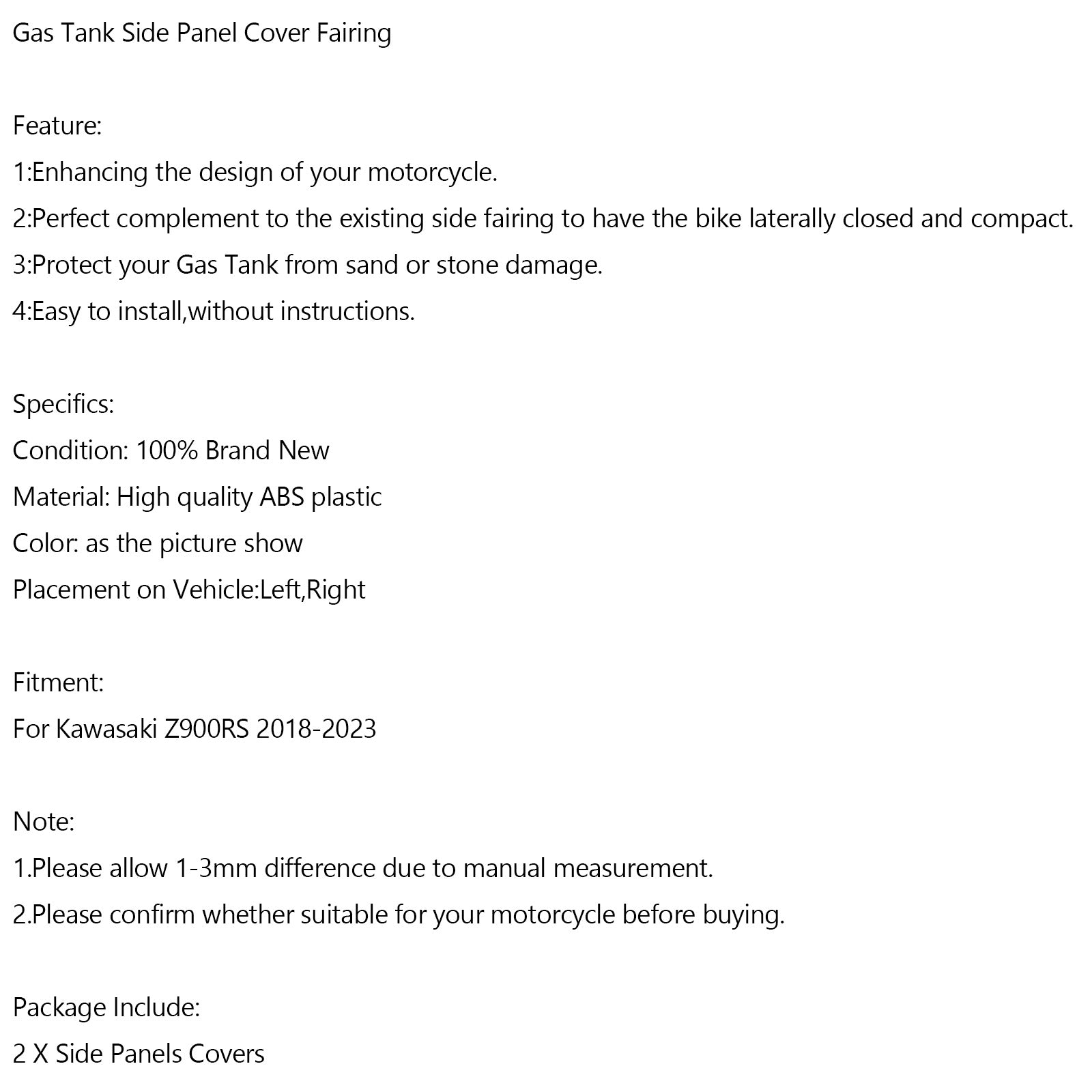 2018-2023 Kawasaki Z900RS Gastank Zijafdimpelpaneel kuipkap